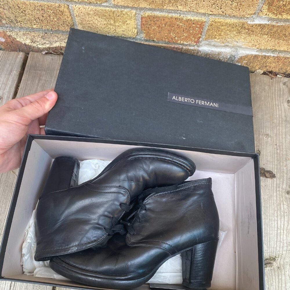 Alberta Ferretti × Vintage Vintage Alberto Fermani Lace Up Bootie Black Size 6 Size US 6 / IT 36 - 5 Thumbnail