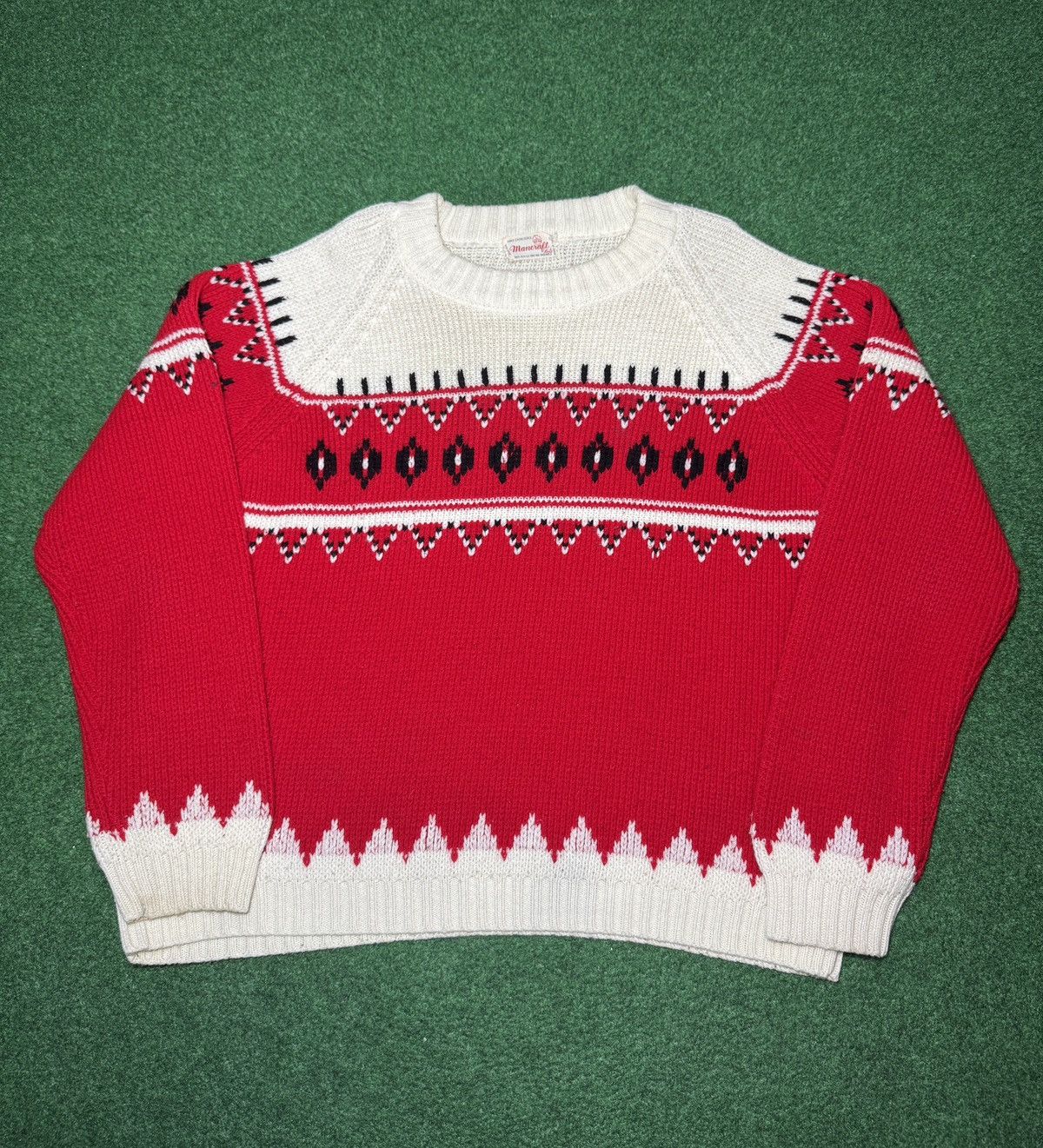 Vintage Vintage Mancraft 70s Nordic Knit Large 22x25 Retro Sweater Size L / US 10 / IT 46 - 1 Thumbnail