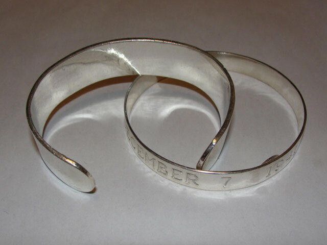 Handmade Antiqued Sterling Silver Men's Pearl Harbor Cuff Bracelet Size ONE SIZE - 2 Thumbnail