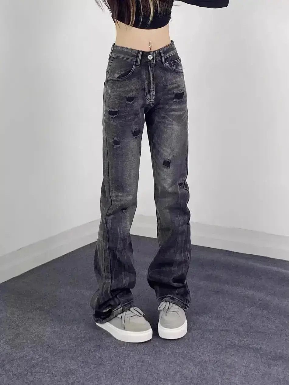 Japanese Brand Retro slim fit micro flared distressed jeans Size US 32 / EU 48 - 6 Thumbnail