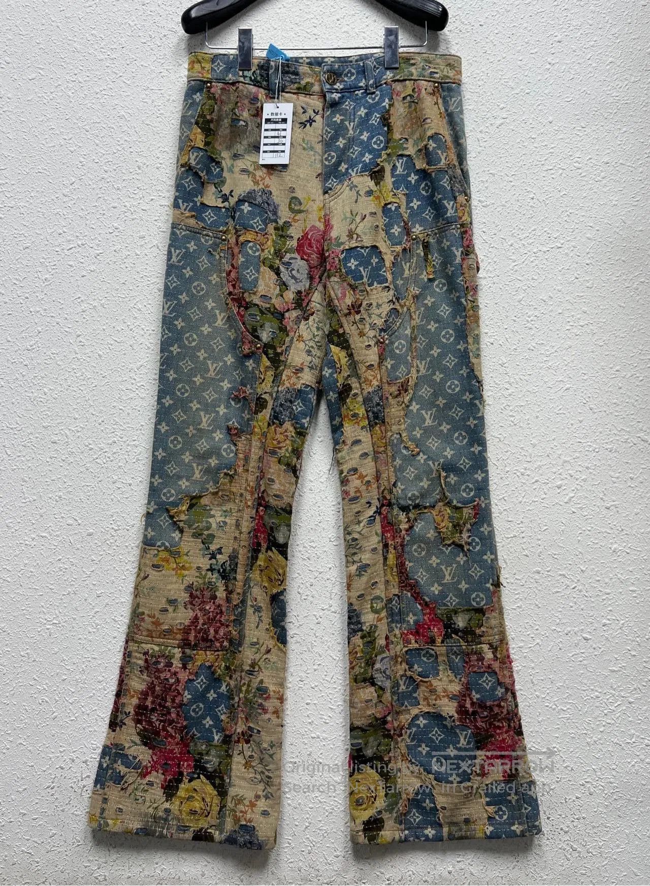 louis vuitton floral print denim pants size 30.
