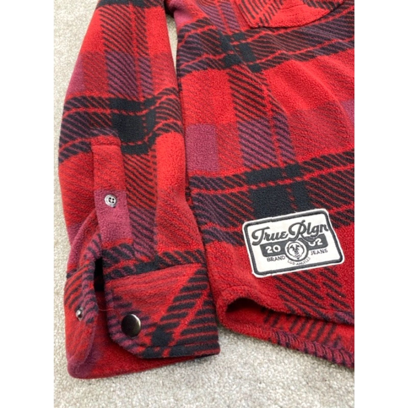 True Religion VINTAGE True Religion Shacket Women's M Red Plaid Polar Fleece Snap Buttons 5886 Size M / US 6-8 / IT 42-44 - 2 Thumbnail