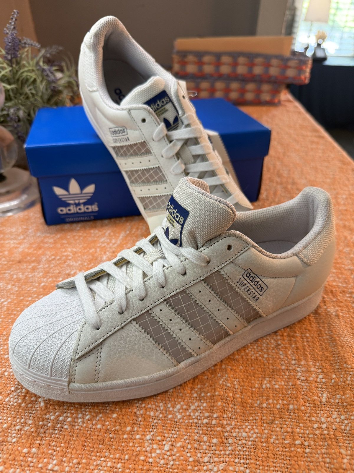 Adidas White On Blue Adidas Superstar Sample size 9 new Size US 9 / EU 42 - 1 Thumbnail