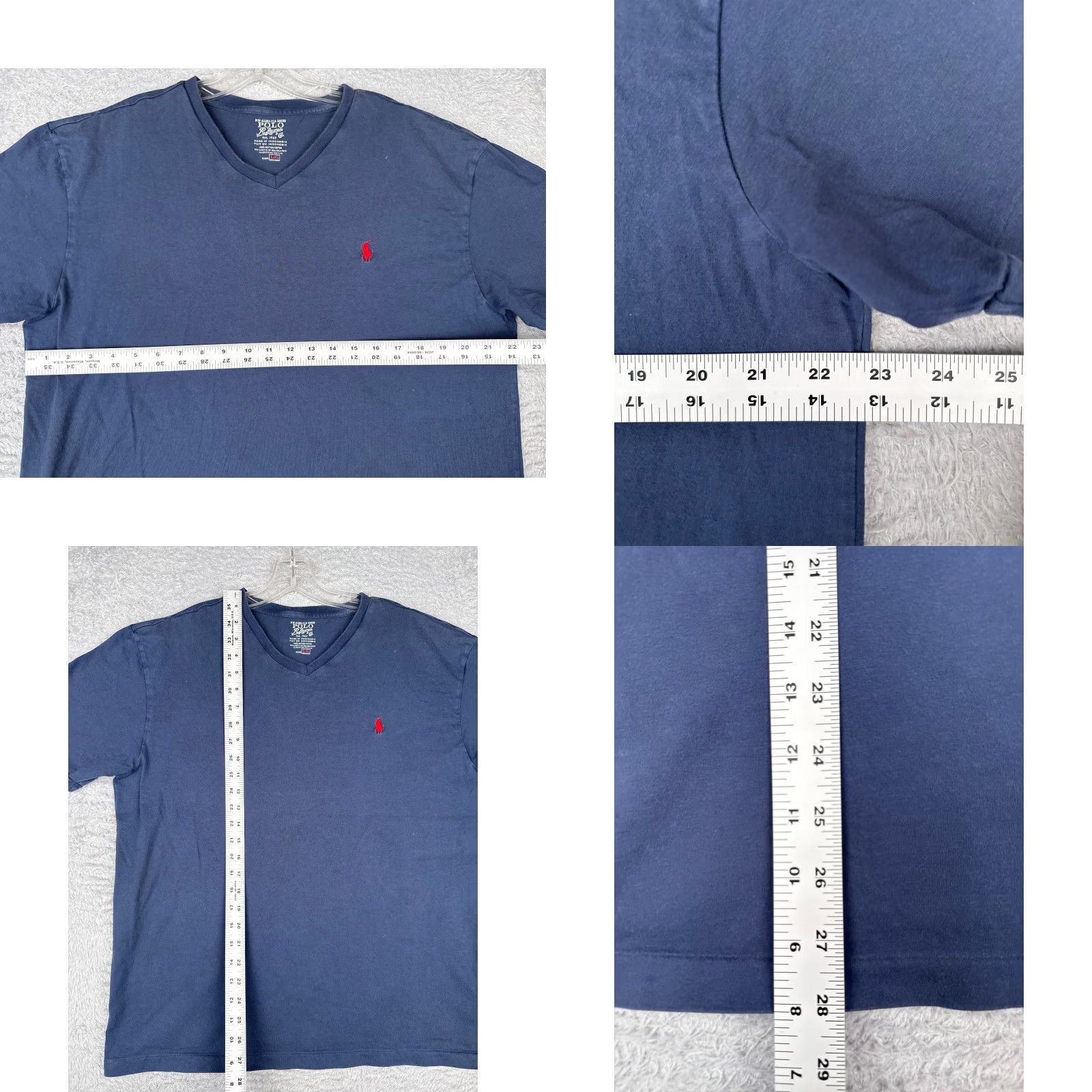 Ralph Lauren VINTAGE Polo Ralph Lauren Shirt Men Large Blue V-Neck Short Sleeve 100% Cotton READ Size US L / EU 52-54 / 3 - 8 Thumbnail