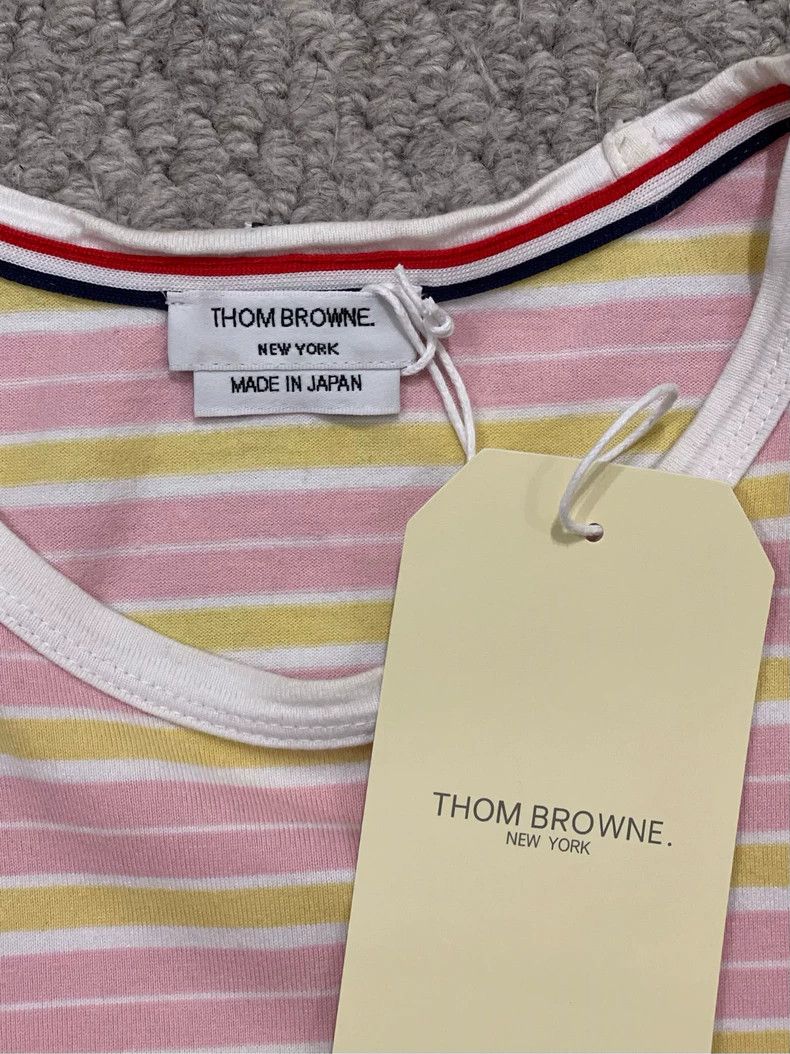 Thom Browne Thom browne Size 1 Pink and yellow striped short-sleeved T Size S / US 4 / IT 40 - 6 Thumbnail