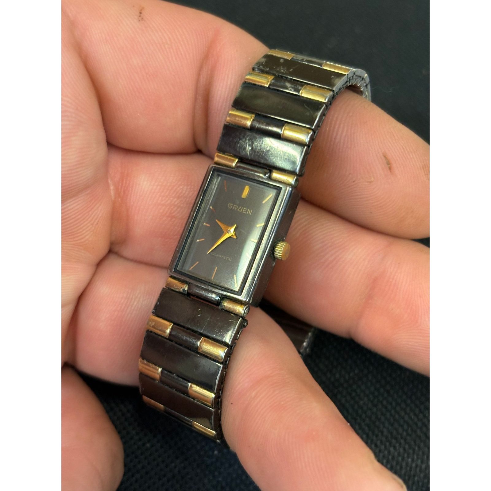 & Other Stories × Grundens Vintage Gruen 227- PUW510 Black And Gold Women’s Watch! Size ONE SIZE - 4 Thumbnail