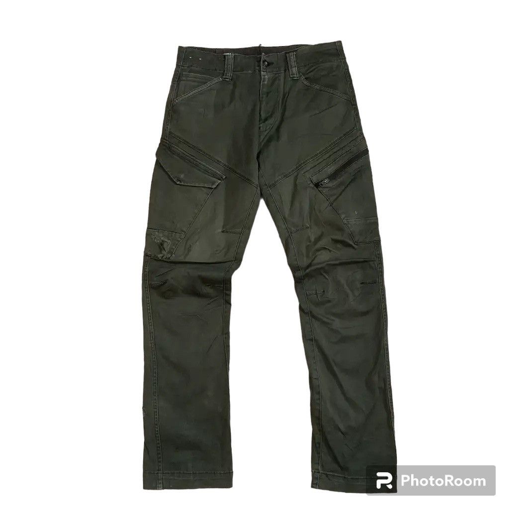 image of Hunter x Vintage W32 L32 Genba Xebec Trousers Faded Vintage Work Wear Pants in Army Green, Men's