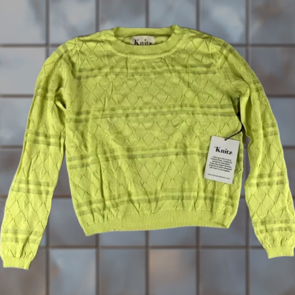 Vintage for love and lemons knitz SHEER LONGSLEEVE SIZE XS YELLOW NEON Size XS / US 0-2 / IT 36-38 - 1 Thumbnail