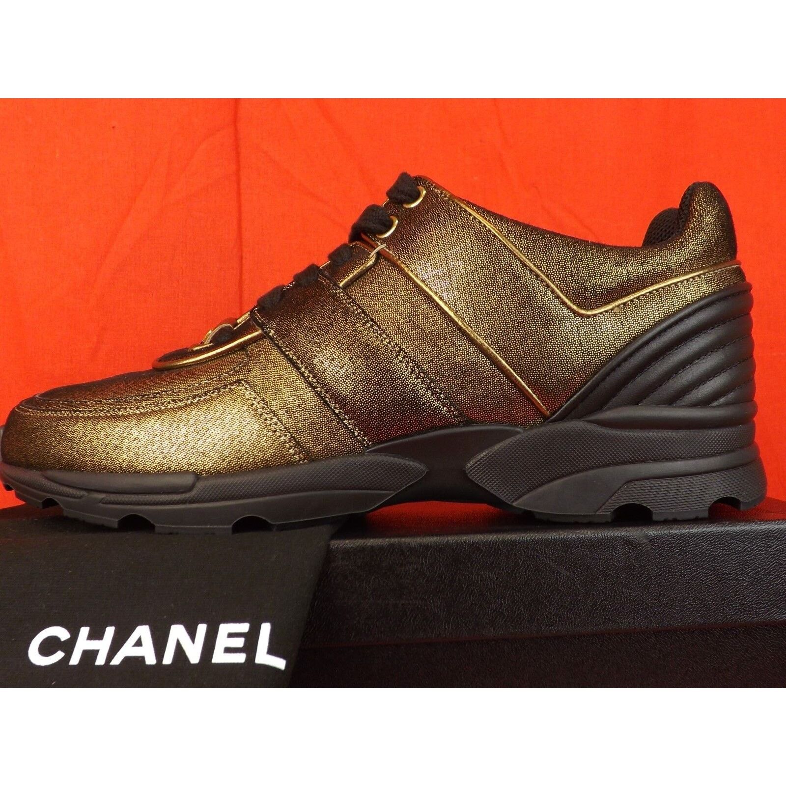 Chanel G31711 GOLDEN BROWN FABRIC LEATHER LOGO G31711 SNEAKERS 41 Size US 11 / IT 41 - 6 Thumbnail