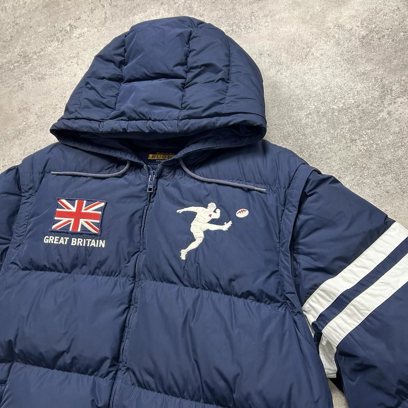 Polo Ralph Lauren × Vintage GREAT BRITAIN DOWN JACKET VEST HOODIE SIZE L BLUE Size US L / EU 52-54 / 3 - 2 Thumbnail