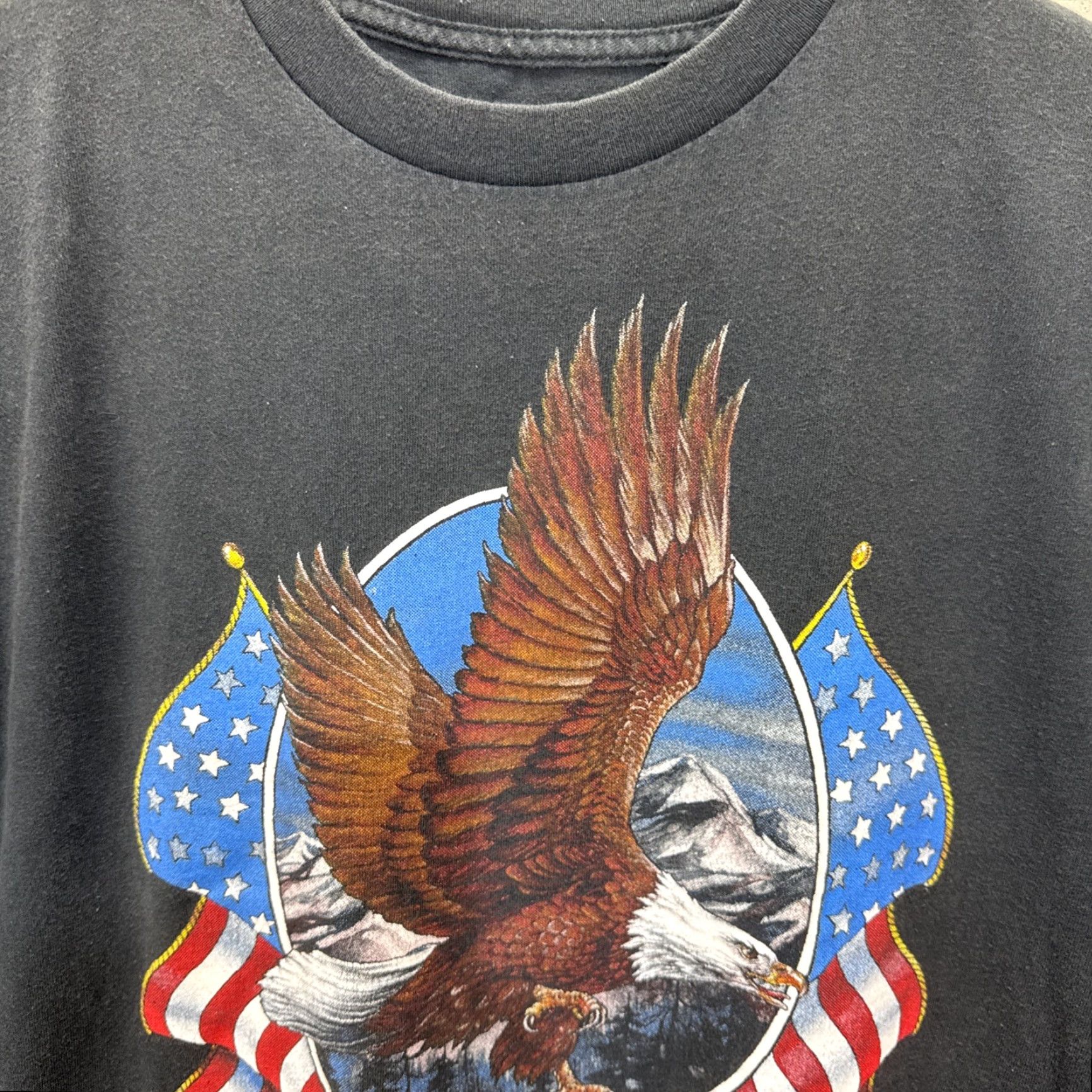Born VINTAGE American Flag Eagle T-Shirt Men XL Short Sleeve Black 90s Patriotic Usa Size US XL / EU 56 / 4 - 7 Thumbnail