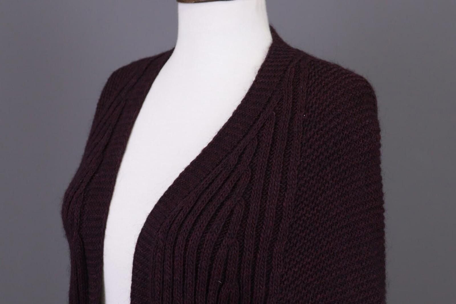 Designer Cop Copine Brown Open Front Wrape Cardigan Sweater Coat Size L / US 10 / IT 46 - 8 Thumbnail