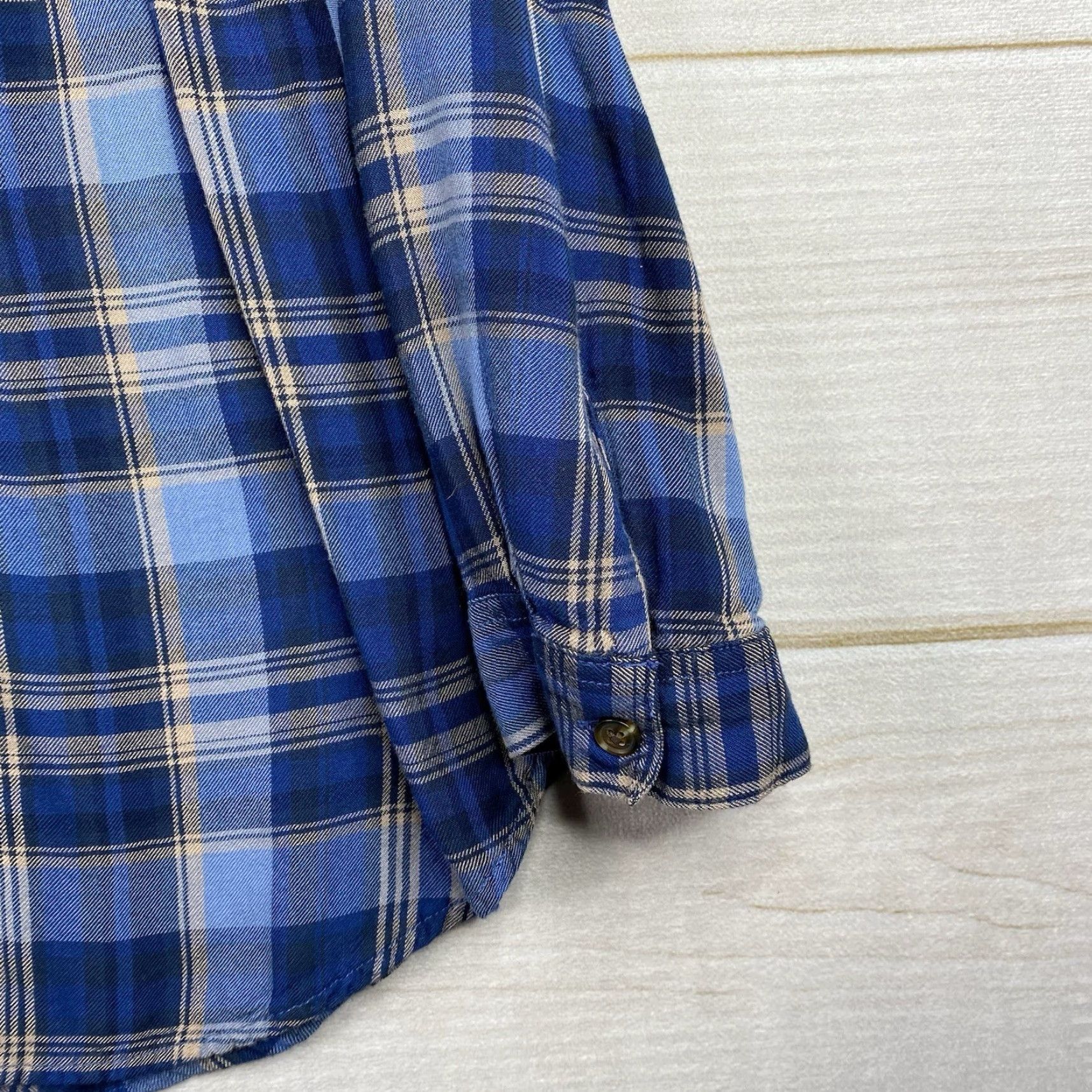 Vintage Terra & Sky Shirt Womens 1X 16W Blue Plaid Long Sleeves Lightweight Button Up Size XL / US 12-14 / IT 48-50 - 7 Thumbnail