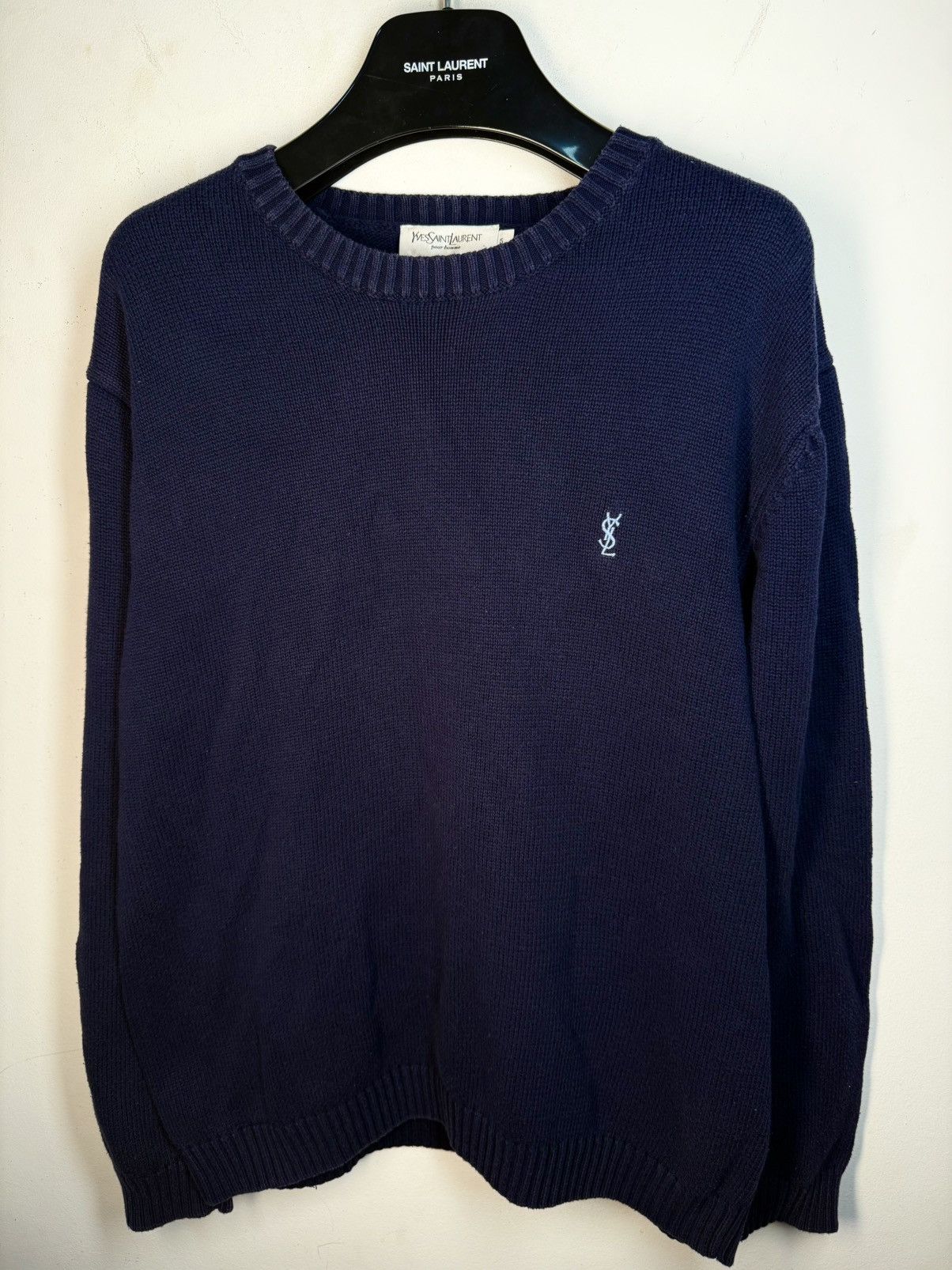 Yves Saint Laurent Navy YSL Sweater Knit Vintage Sweatshirt y2k crewneck Size US S / EU 44-46 / 1 - 11 Thumbnail