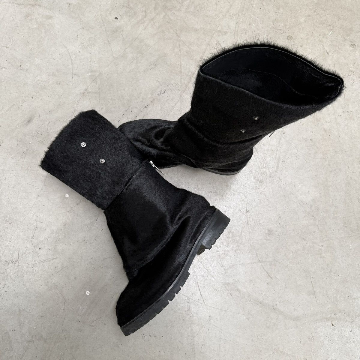 424 424 Dragonrider Pony Hair Black Boots (EU46) Size US 13 / EU 46 - 4 Thumbnail