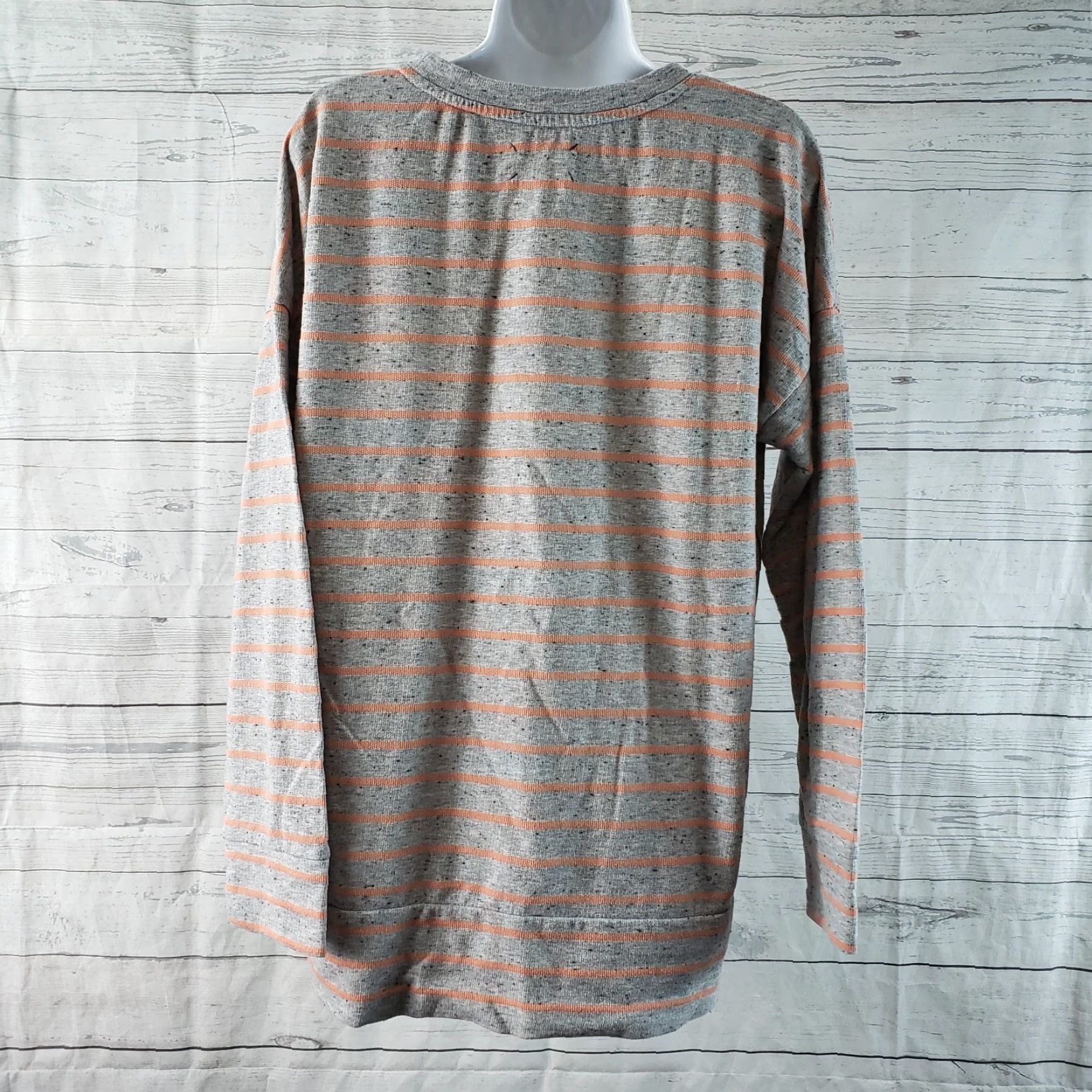 Lou & Grey Lou & Grey Womens Pullover Top Sz Large Gray Orange Stripe Side Zip Cotton Blend Shirt Womens L Gray Orange Stripe Lou & Grey Pullover Top Size L / US 10 / IT 46 - 5 Thumbnail