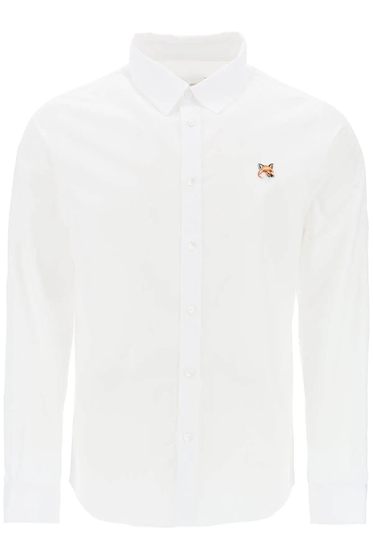 image of Maison Kitsune O1S22I1N0324 Fox Head Poplin Shirt In White, Men's (Size Small)