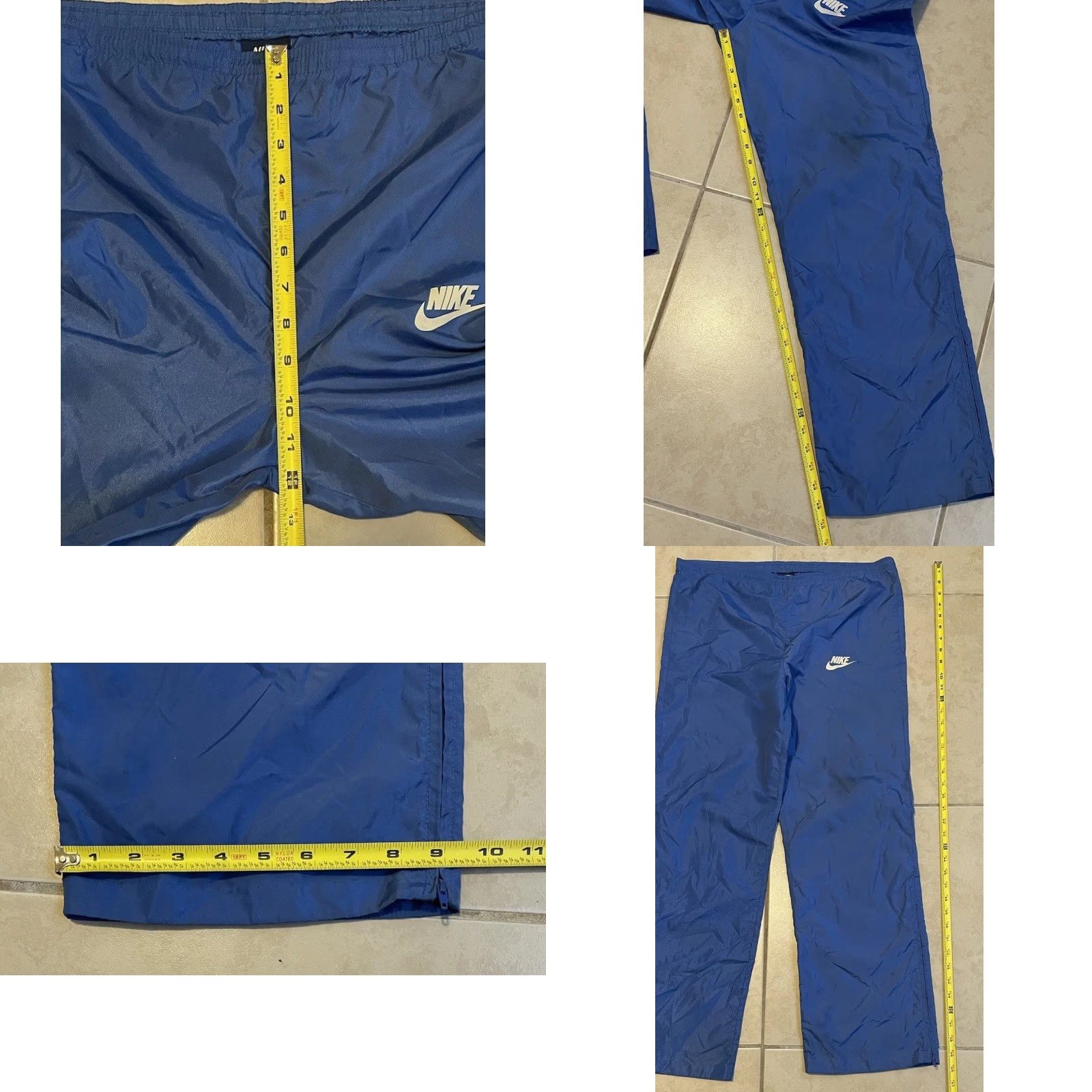 Nike VINTAGE Nike Swoosh Track Pants M Men Athletic Pants Blue 80s 90s Retro Hip Hop Basketball Gym Ankle Zip Size US 31 - 9 Thumbnail