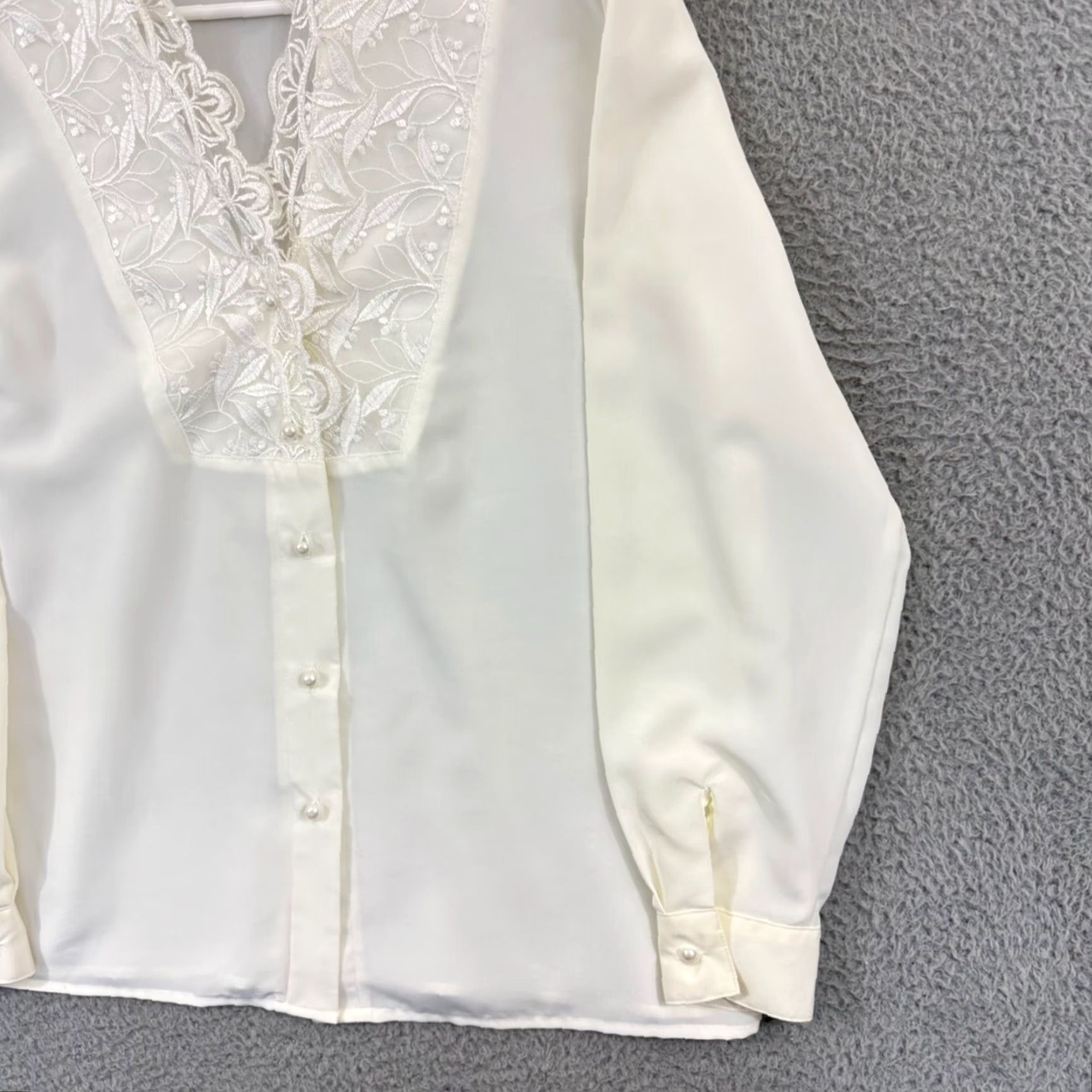 Vintage VINTAGE Sellecca Shirt Womens 12 White Blouse Embroidered 80s Button Lace Top Size XL / US 12-14 / IT 48-50 - 5 Thumbnail