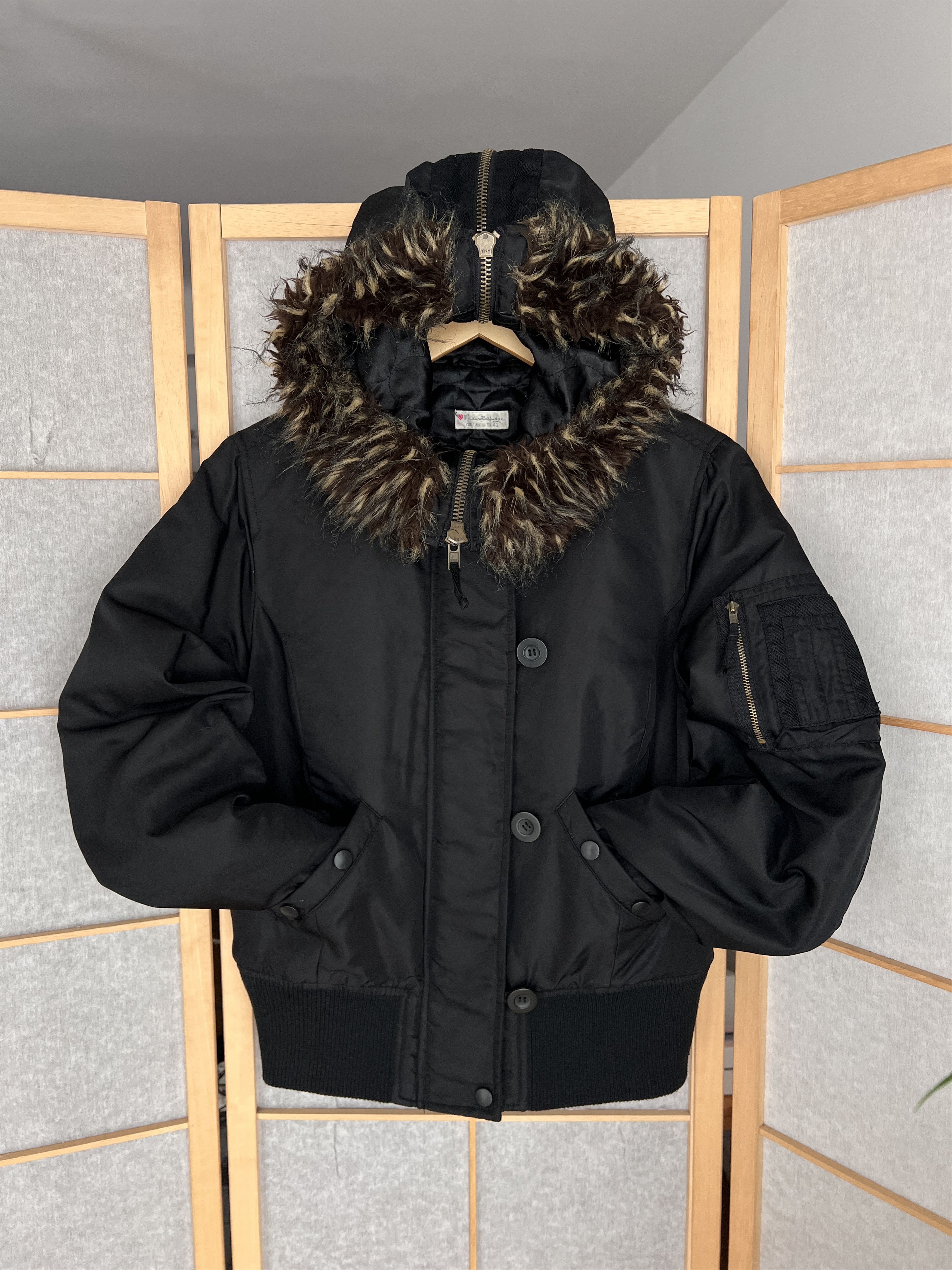 If Six Was Nine Avant garde vintage faux fur bomber jacket hood cropped punk Size M / US 6-8 / IT 42-44 - 2 Thumbnail