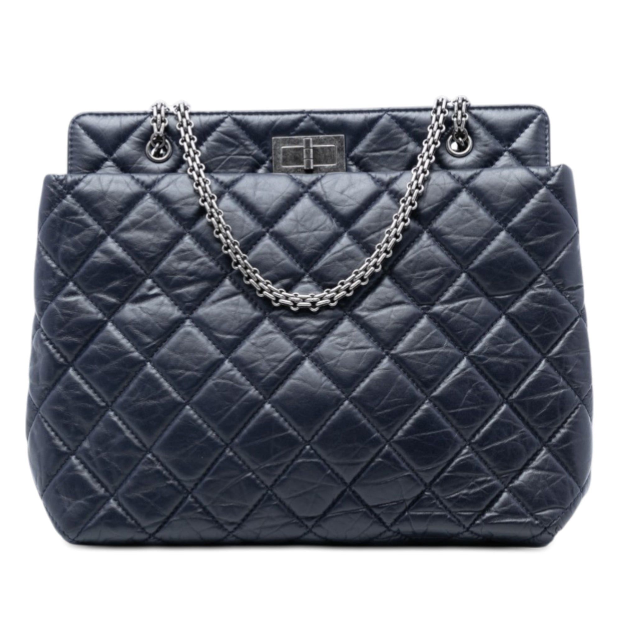 Chanel Quilted Aged Calfskin Reissue 2.55 Tote in Blue, Women's