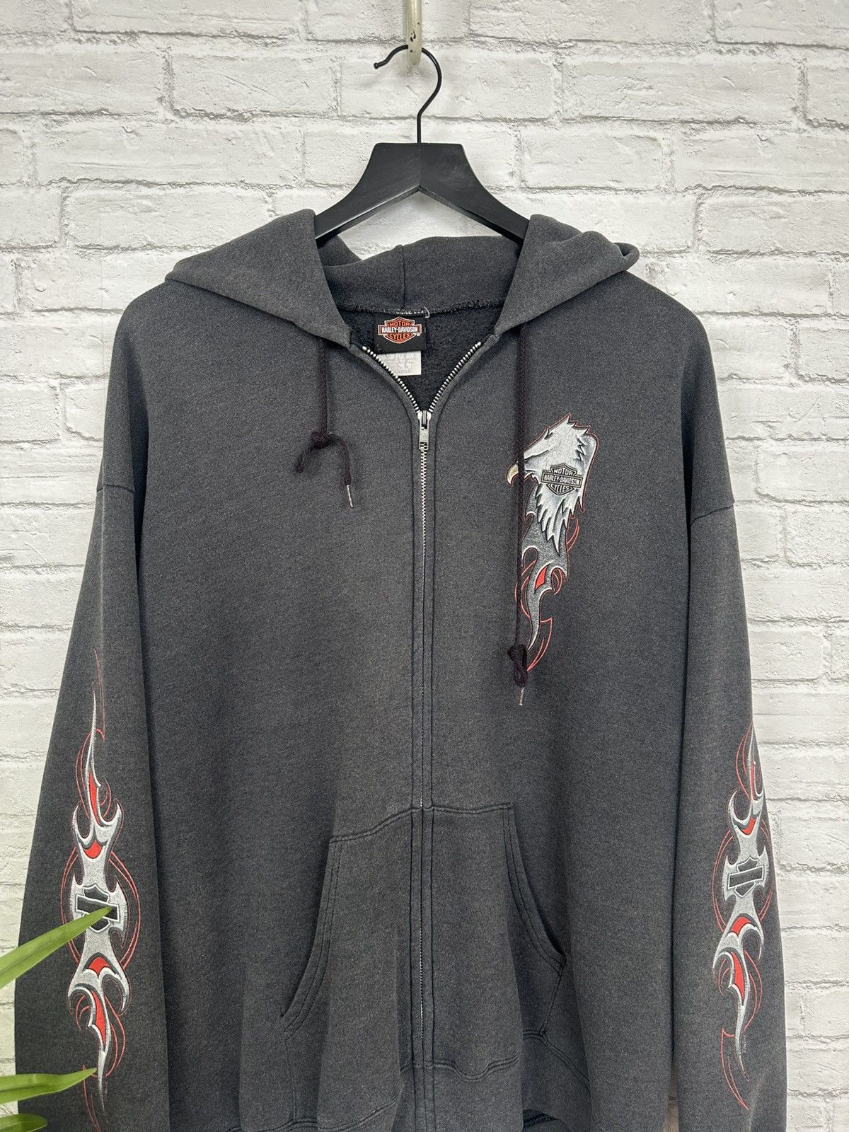 Harley Davidson (XL) SICK FADED CHARCOAL Harley Davidson Zip Up Hoodie Size US XL / EU 56 / 4 - 4 Thumbnail