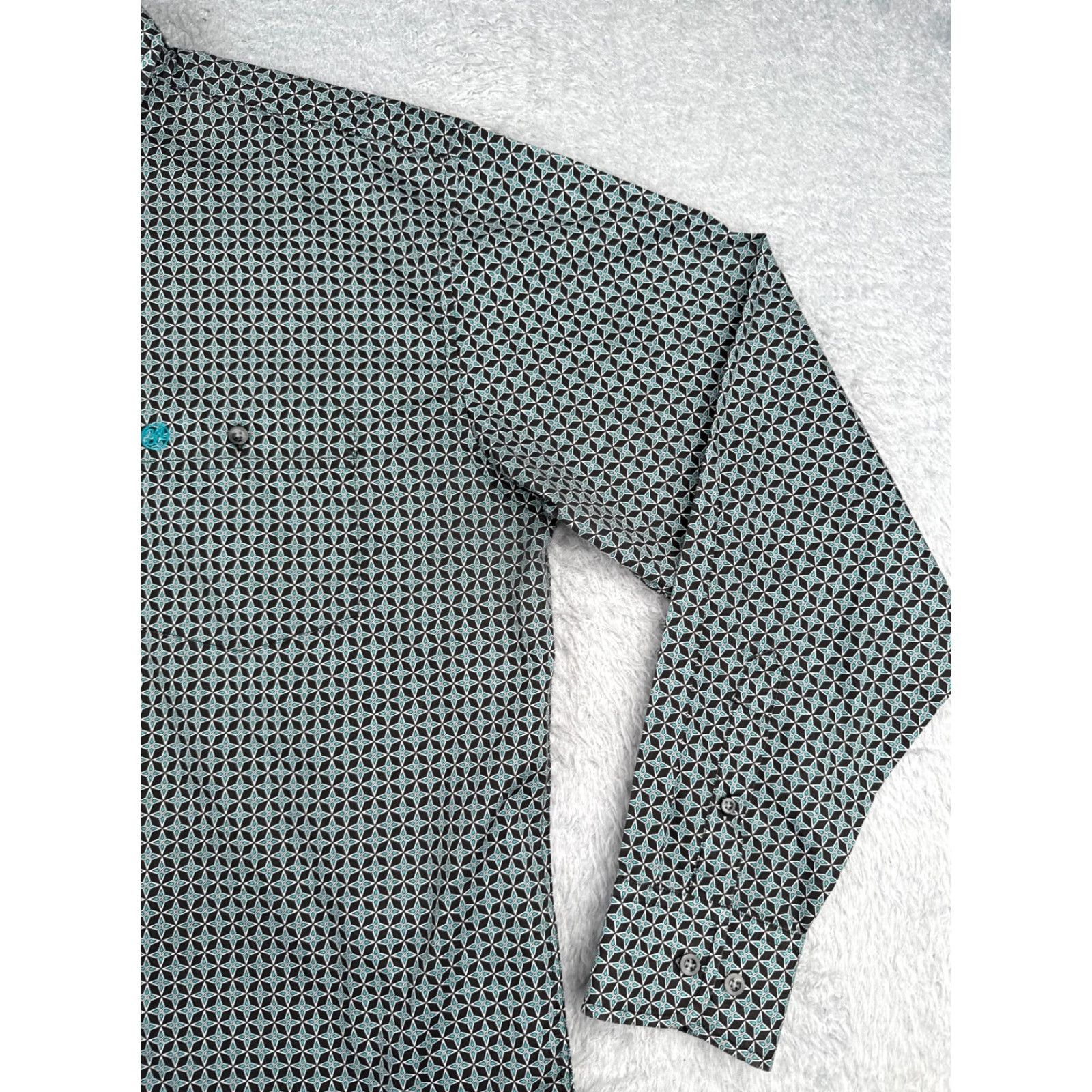 Wrangler Wrangler Shirt Men Button-Up Western Cotton Blend Long Sleeve Blue Size US L / EU 52-54 / 3 - 2 Thumbnail