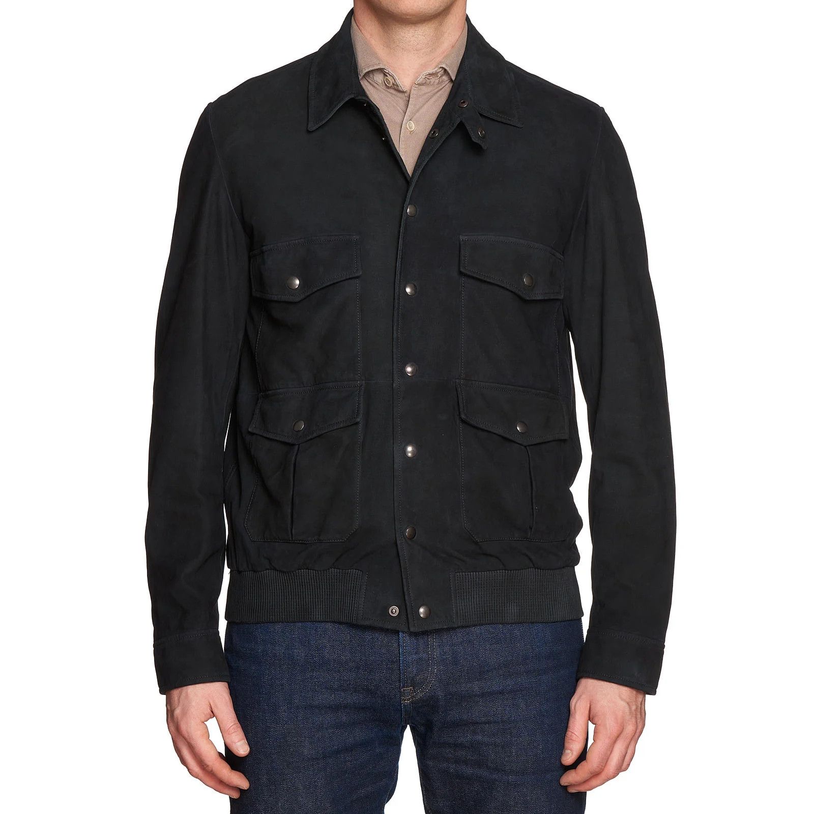 Bottega Veneta BOTTEGA VENETA Black Sheepskin Suede Leather Flight Jacket Size US M / EU 48-50 / 2 - 1 Thumbnail