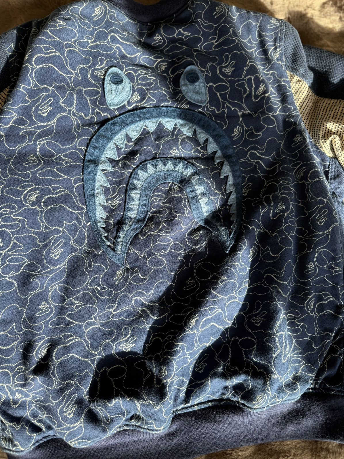 Bape Bape Indigo Shark Bomber Jacket Size US XL / EU 56 / 4 - 2 Thumbnail