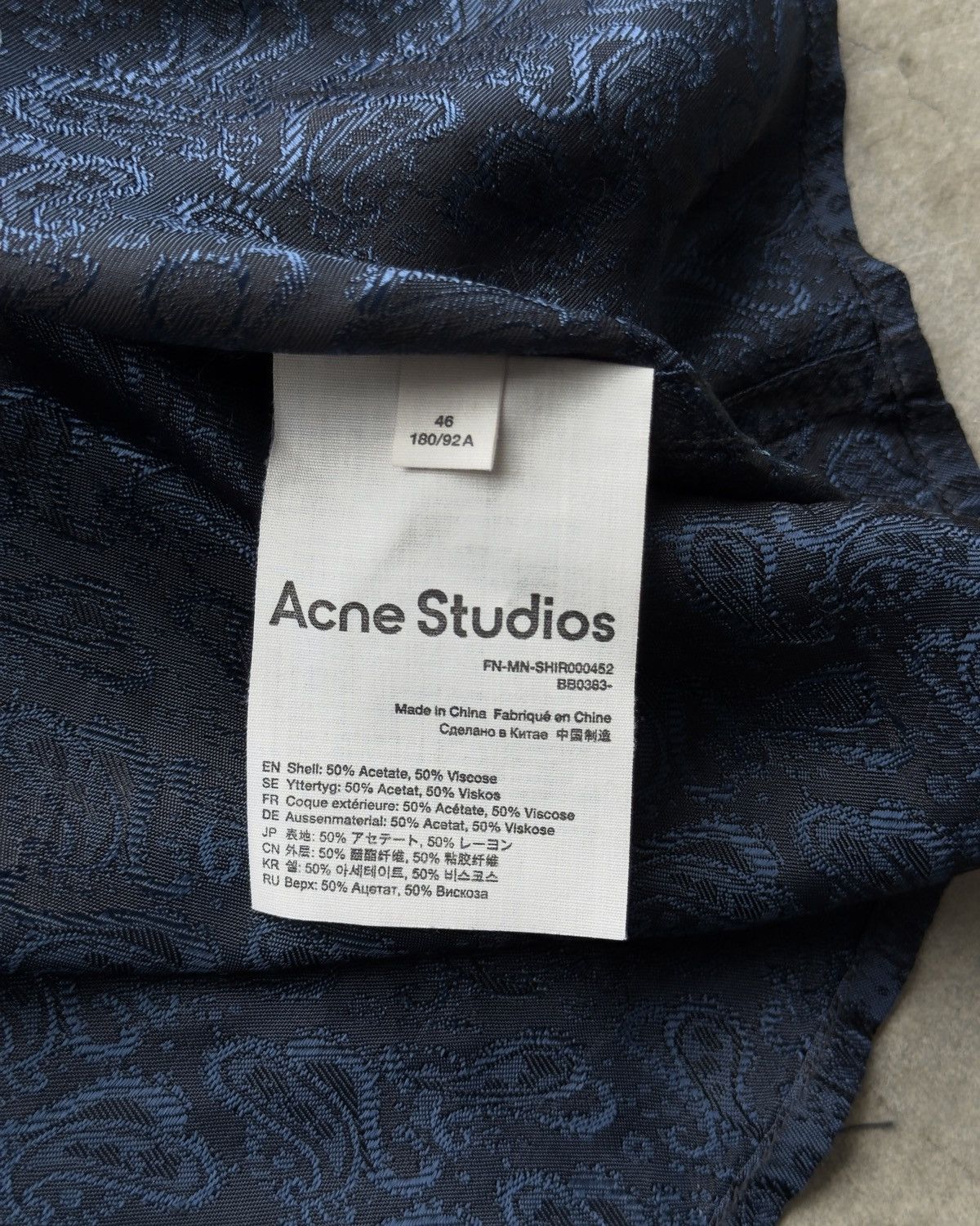 Acne Studios Acne Studios Navy Paisley Print Button Up Size US S / EU 44-46 / 1 - 8 Thumbnail