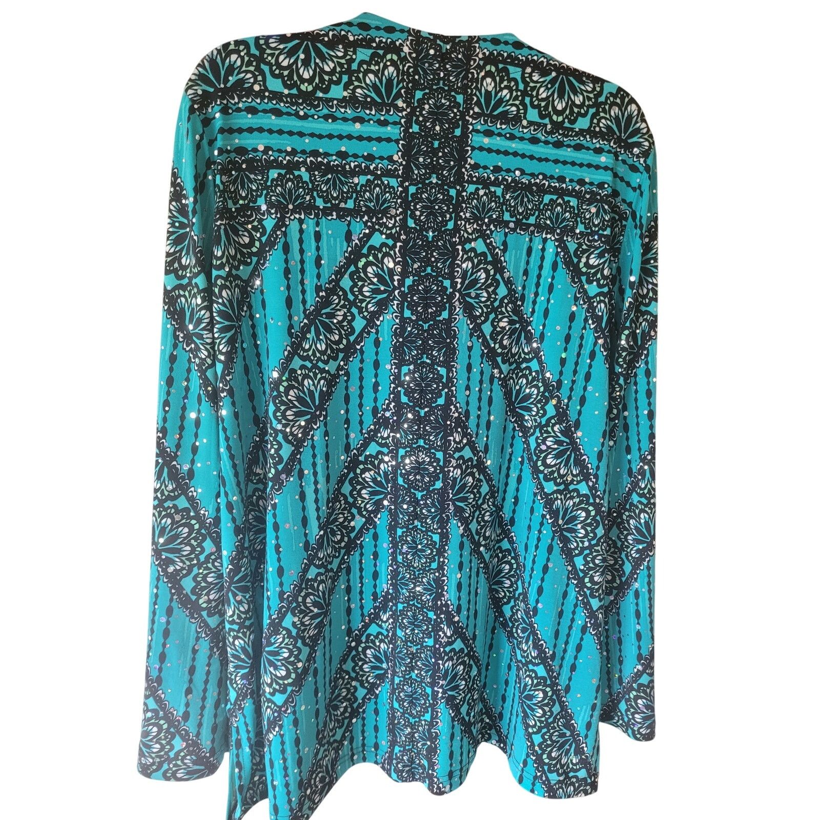 Bob Mackie Bob Mackie Blouse Green/Black Sparkle Loose Fit New Sz M Size M / US 6-8 / IT 42-44 - 3 Thumbnail