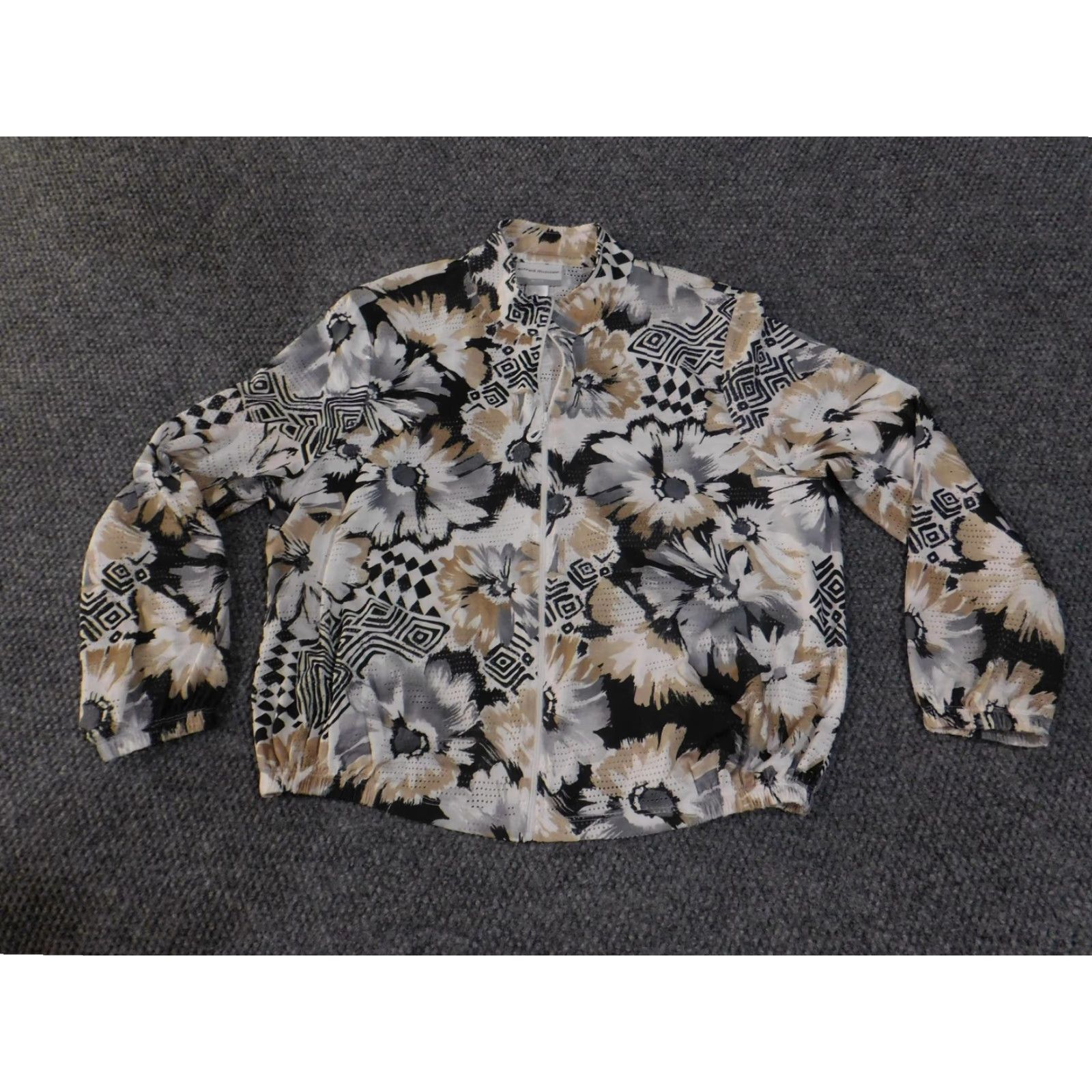 Vintage Alfred Dunner Jacket Womens Petite Medium Floral Zip Up Geometric Pattern Size M / US 6-8 / IT 42-44 - 2 Thumbnail