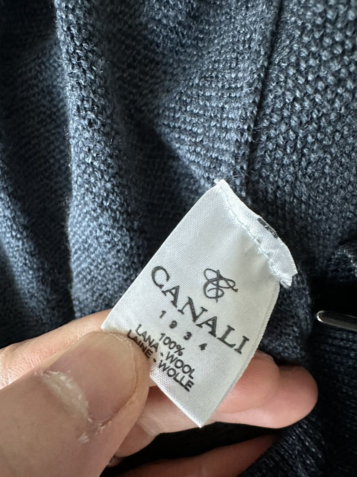 Canali Waffle-Knit Wool Zip-Up Cardigan Size IT 48 Blue Size US M / EU 48-50 / 2 - 3 Thumbnail
