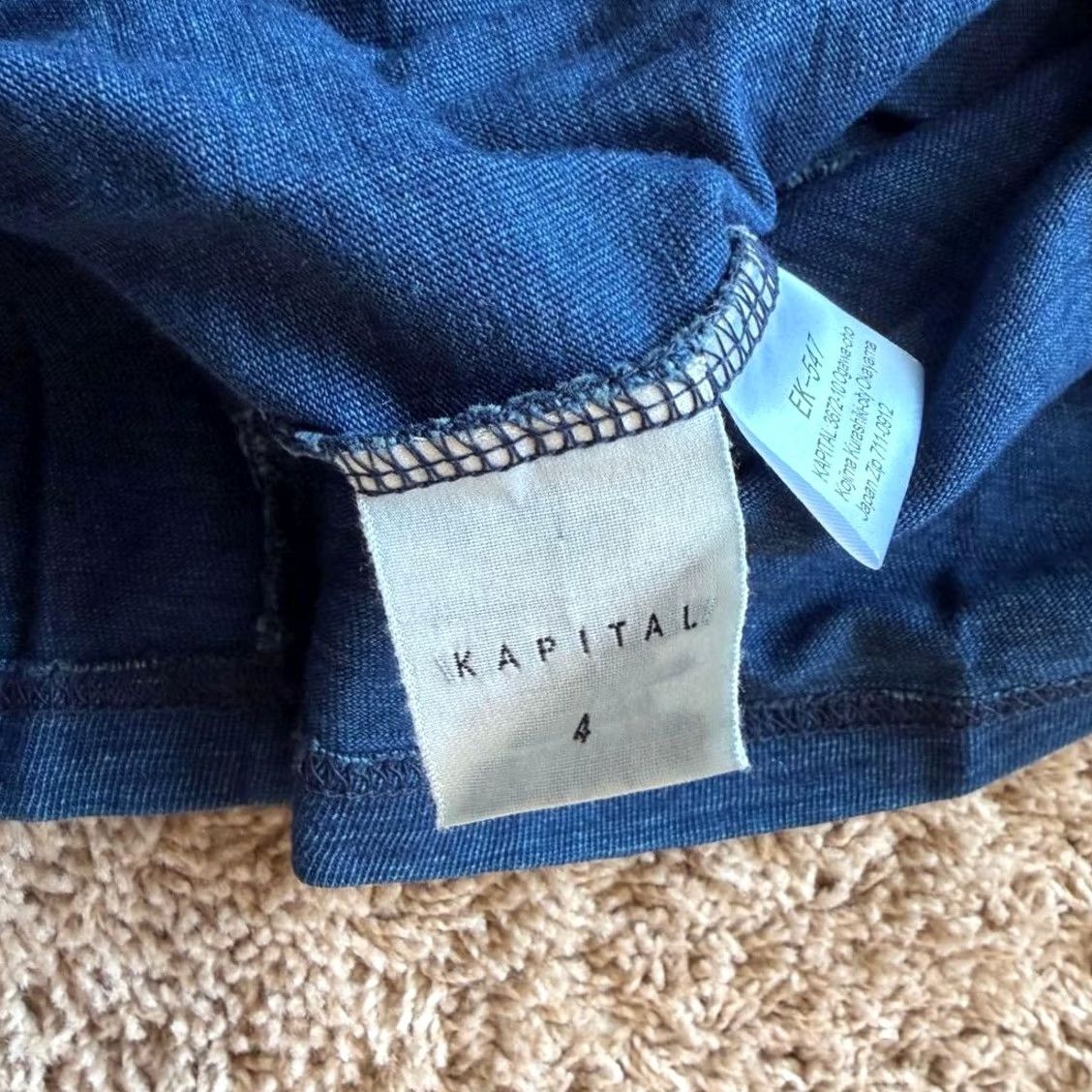 Kapital KAPITAL Smile Mt. Fuji Printed T-Shirt Indigo Short Sleeve Men’s XL Crew Neck Cotton Size US XL / EU 56 / 4 - 4 Thumbnail