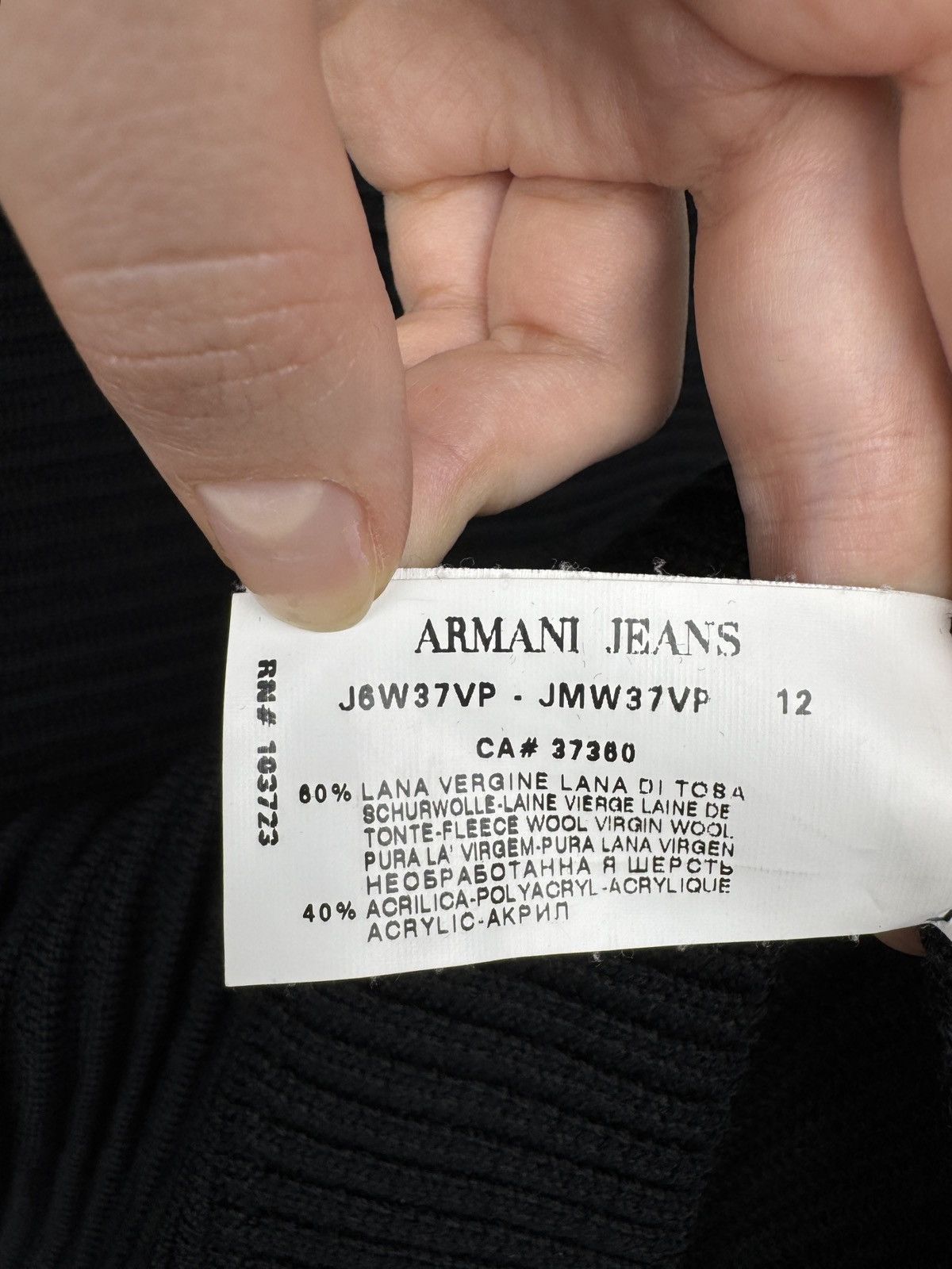 Armani Armani Jeans black ribbed wool blend hooded knitted sweater Size US S / EU 44-46 / 1 - 9 Thumbnail