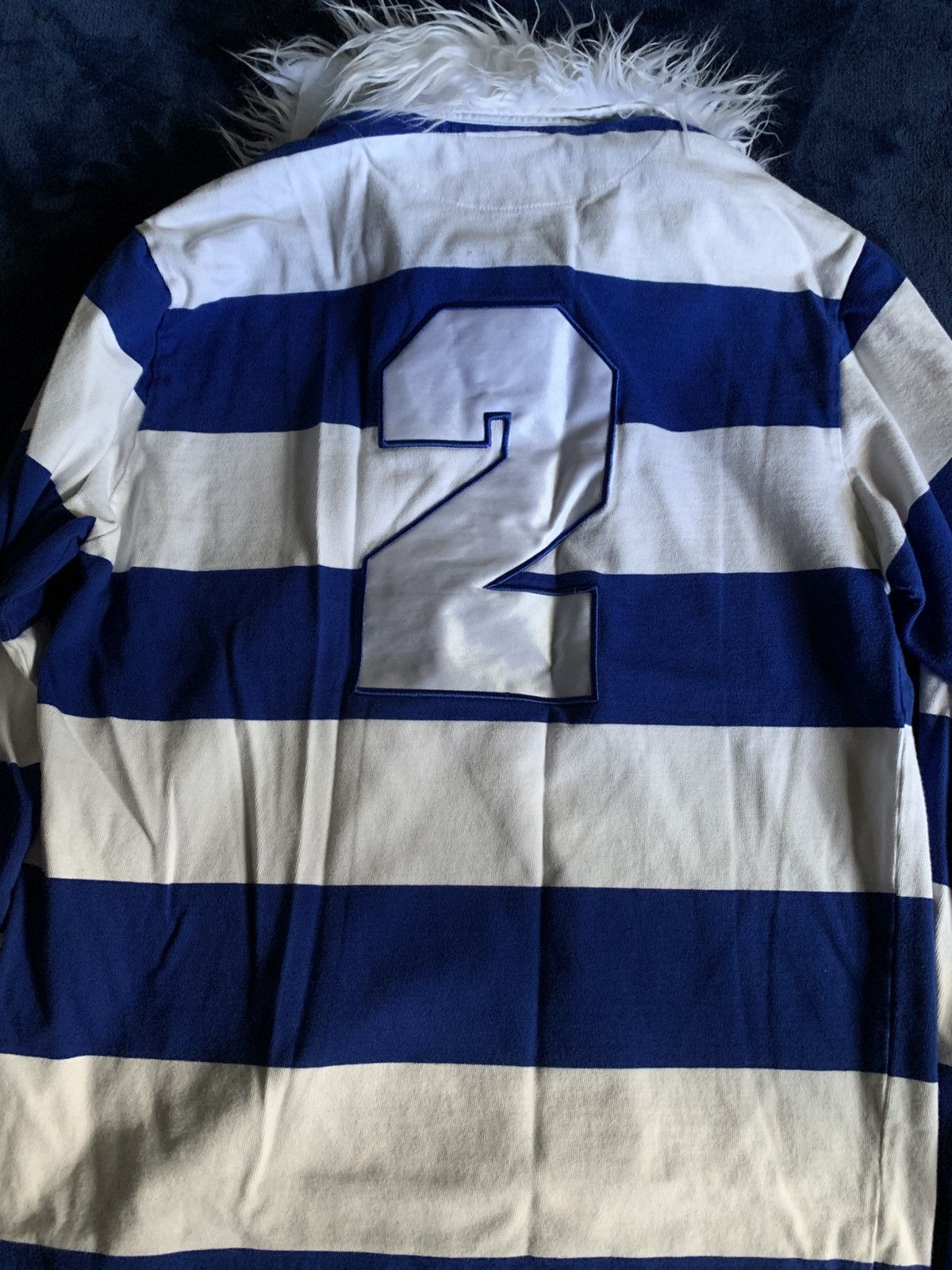 Other Blue White Striped Sweater Vintage Fur Fashion Swag 2000s Size US L / EU 52-54 / 3 - 13 Thumbnail