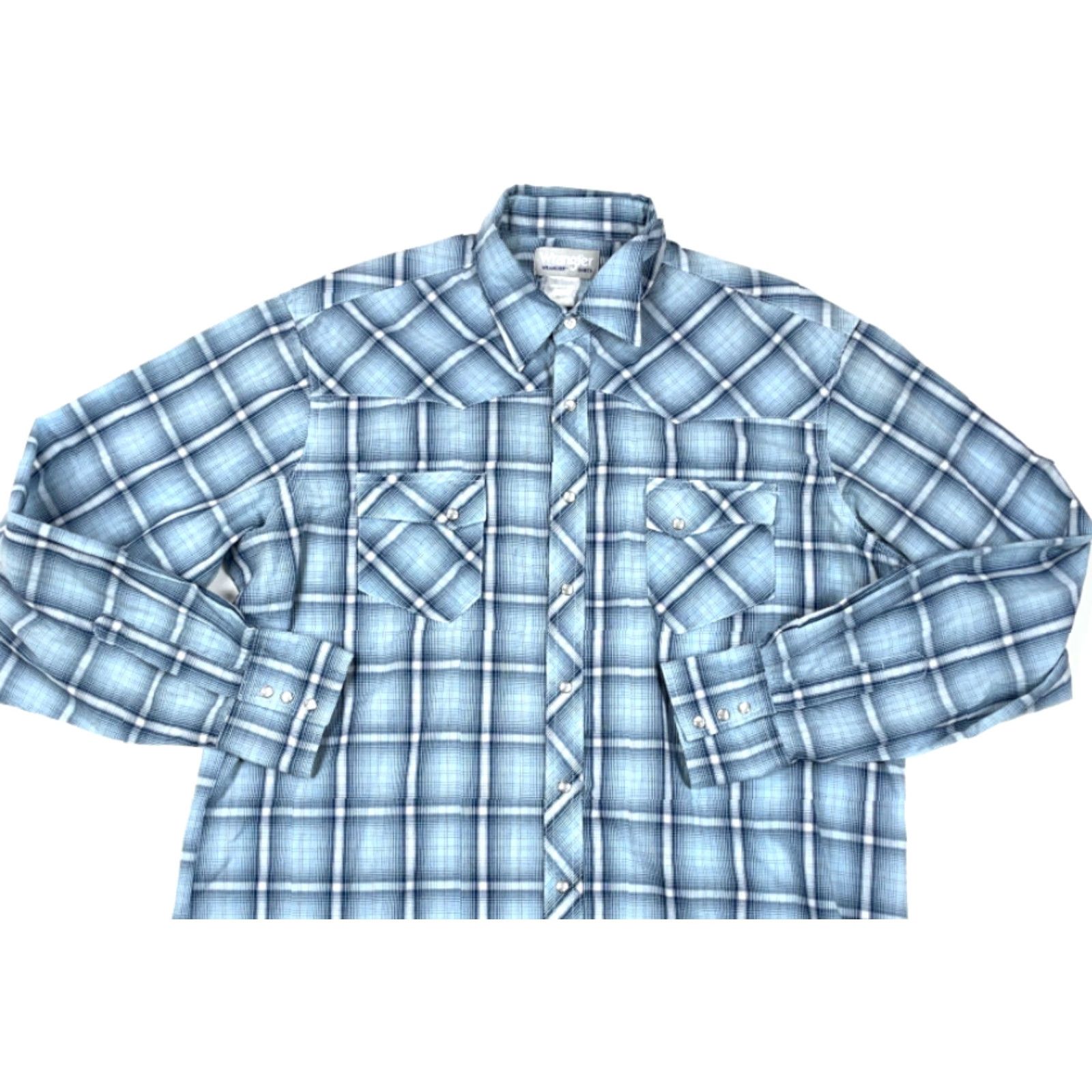 Wrangler VINTAGE Wrangler Wrancher Western Shirt Men 2XL Blue Plaid Pearl Snap Long Sleeve Button-Up Cowboy Regular Fit Casual Workwear Mens Size US XXL / EU 58 / 5 - 3 Thumbnail