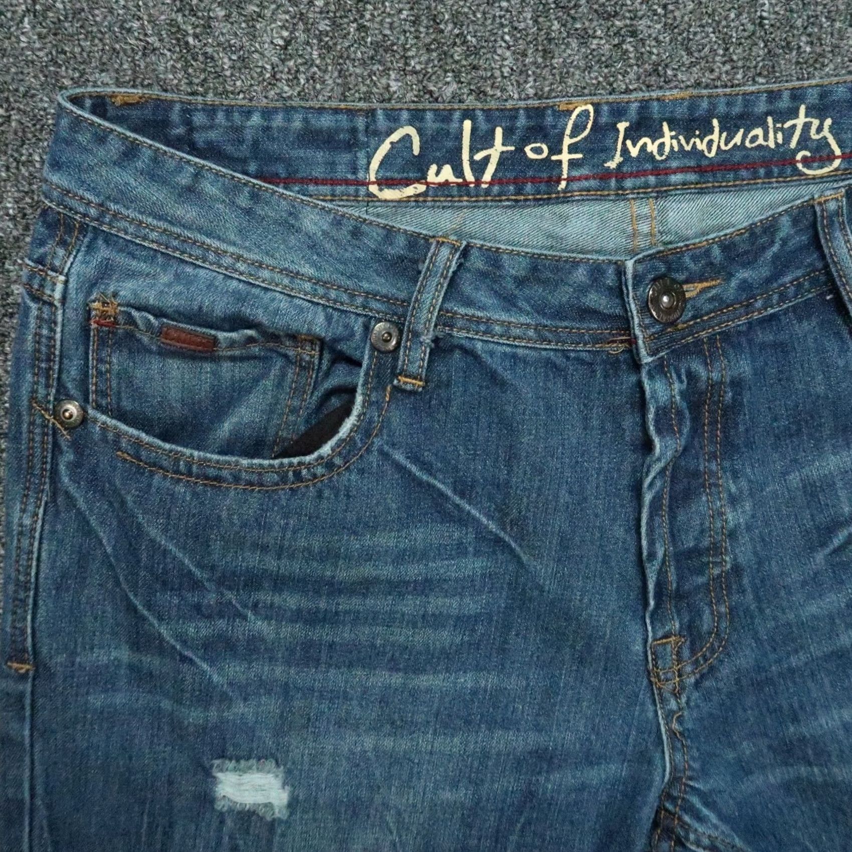 Cult Of Individuality Cult Of Individuality Jeans Mens 38x34 Blue Hagen Straight Leg Distressed Size US 38 / EU 54 - 3 Thumbnail