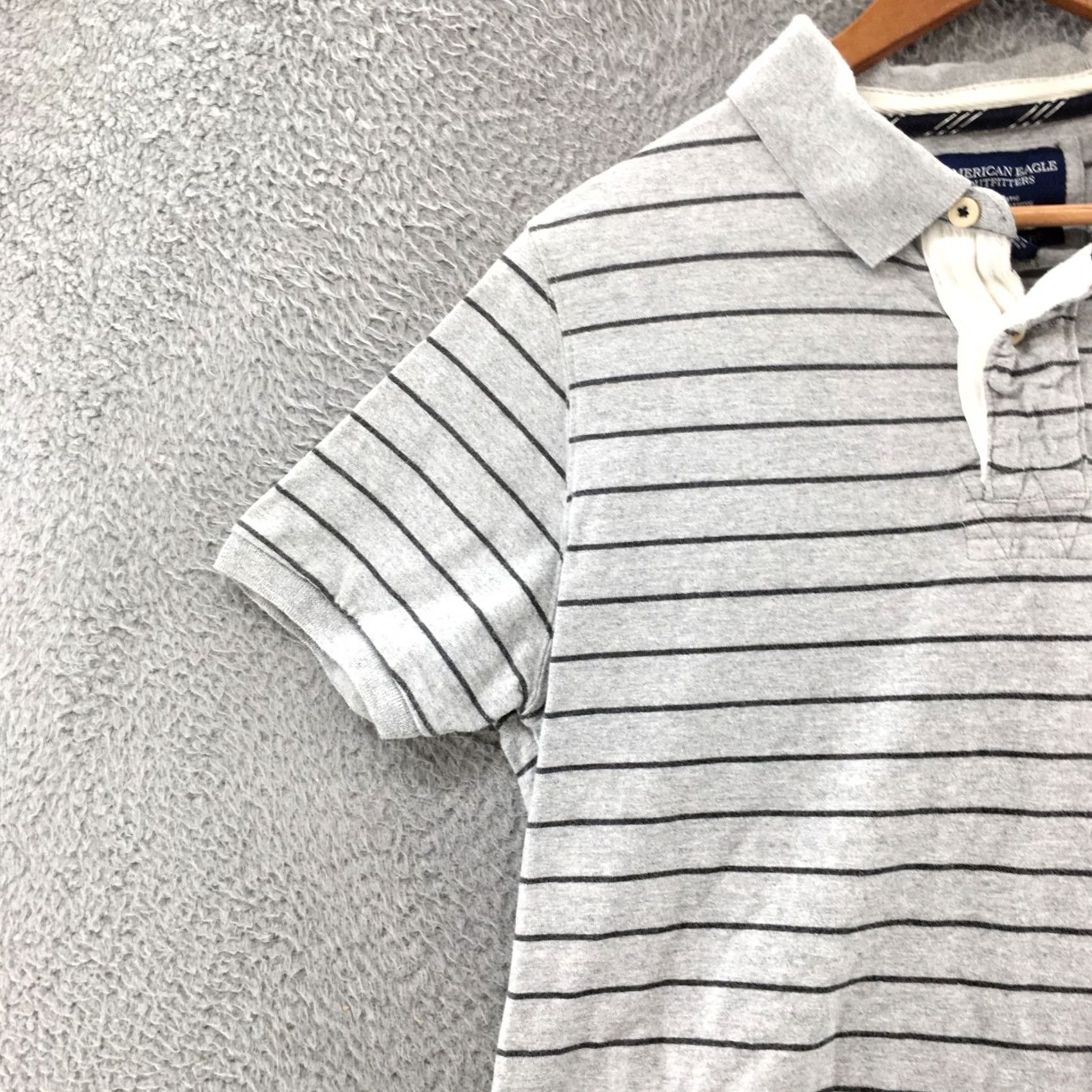 American Eagle Outfitters American Eagle Outfitters Polo Shirt Men L Gray Short Sleeve Striped Vintage Fit Shirt** Size US L / EU 52-54 / 3 - 3 Thumbnail