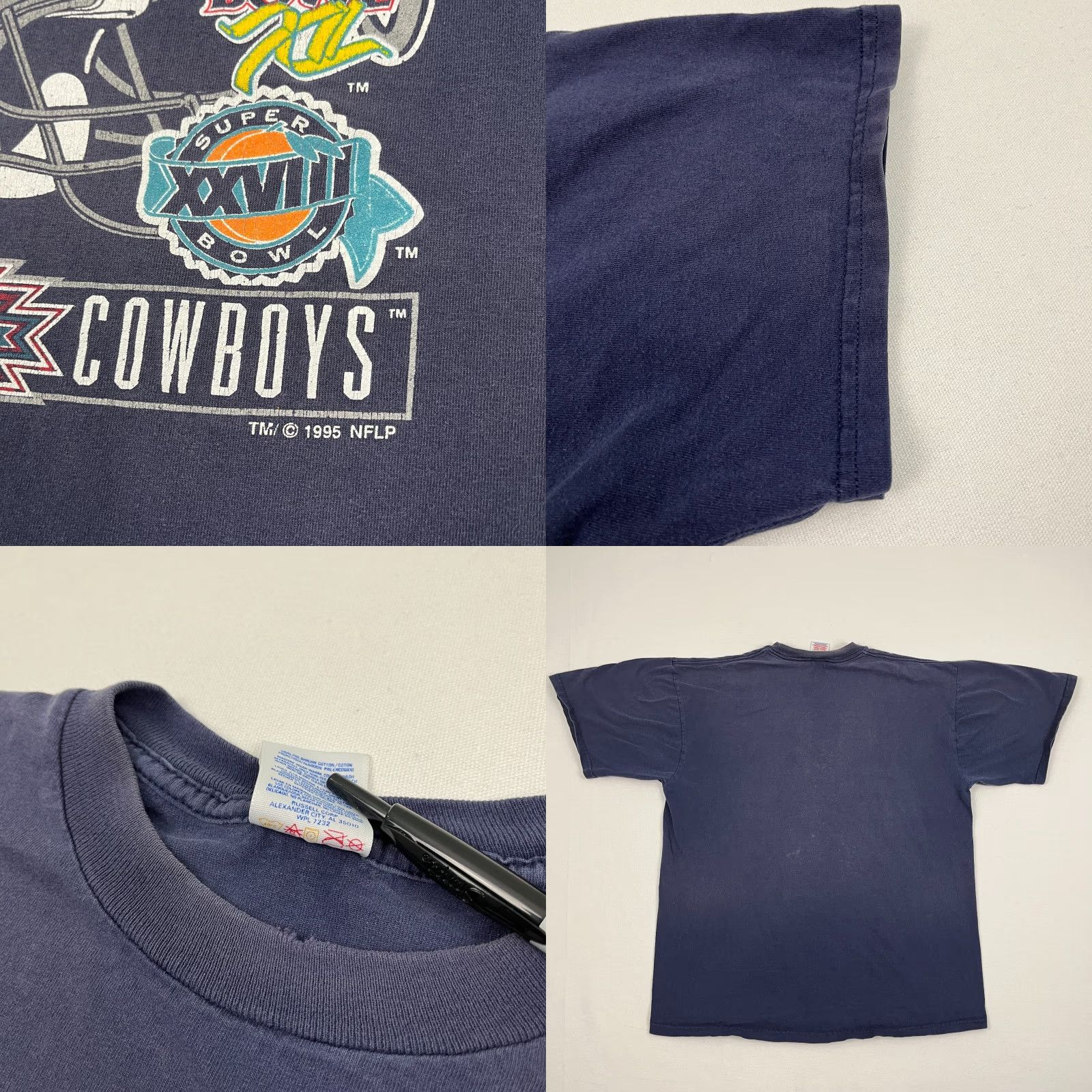 Jerzees VTG 90s Dallas Cowboys Shirt Mens XL Blue 5X Super Bowl Single Stitch Graphic T Shirt Size US XL / EU 56 / 4 - 8 Thumbnail
