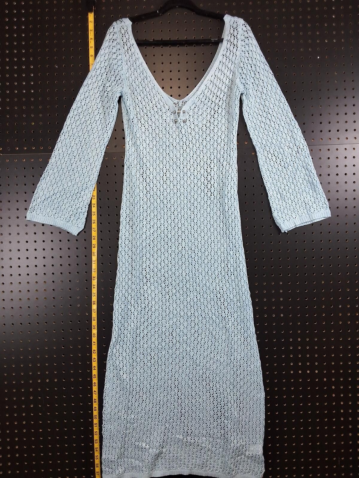 The Unbranded Brand Elegant Light Blue Knit Maxi Dress with Button Detail Medium Size M / US 6-8 / IT 42-44 - 1 Thumbnail