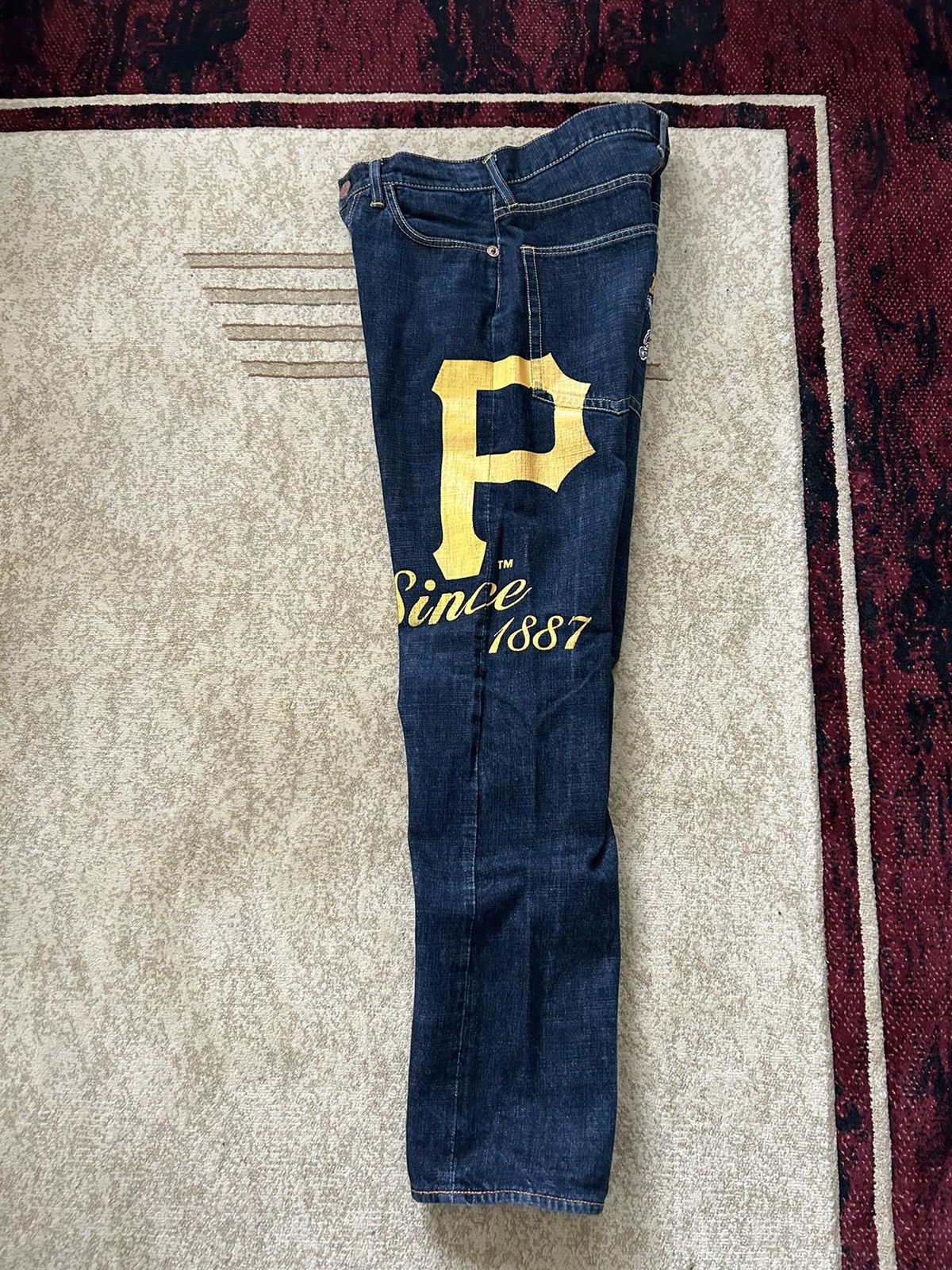 MLB × Vintage Vintage MLB Pittsburgh Pirates Selvedge Denim Jeans Size US 32 / EU 48 - 6 Thumbnail
