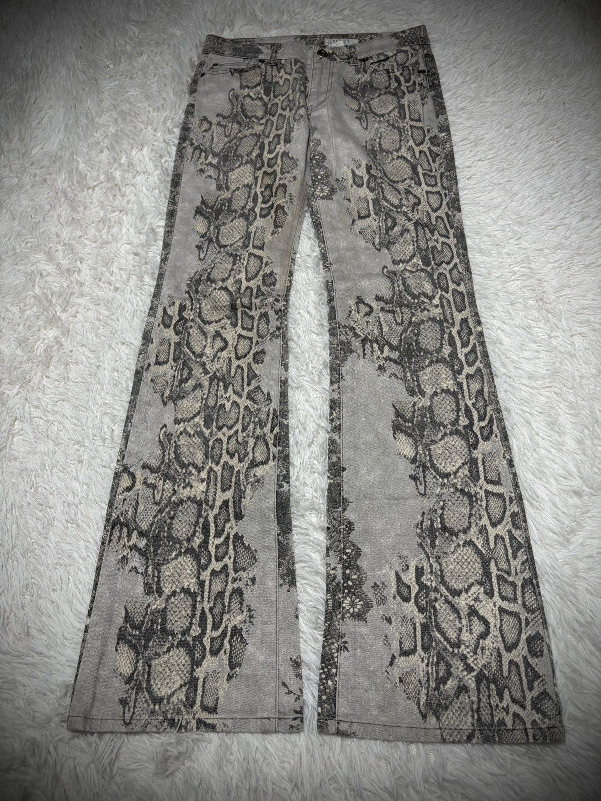 Tornado Mart Rare Japanese Brand python print flared jeans Size US 29 - 2 Thumbnail