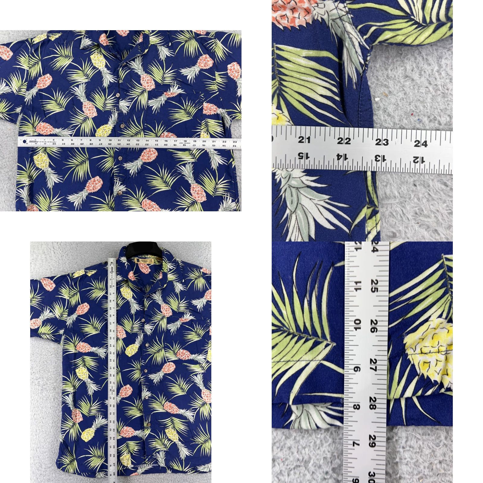 Vintage imprints Shirt Adult Large Blue Pineapple All Over Print 100% Rayon Hawaiian Size US L / EU 52-54 / 3 - 8 Thumbnail