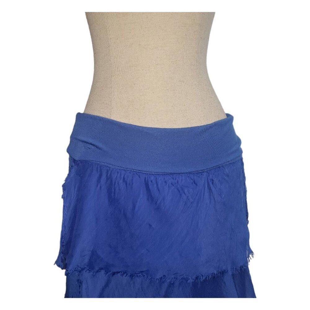 Designer CT1569 Made in Italy Indigo Blue Layered Skirt L Size 36" / US 14 / IT 50 - 2 Thumbnail
