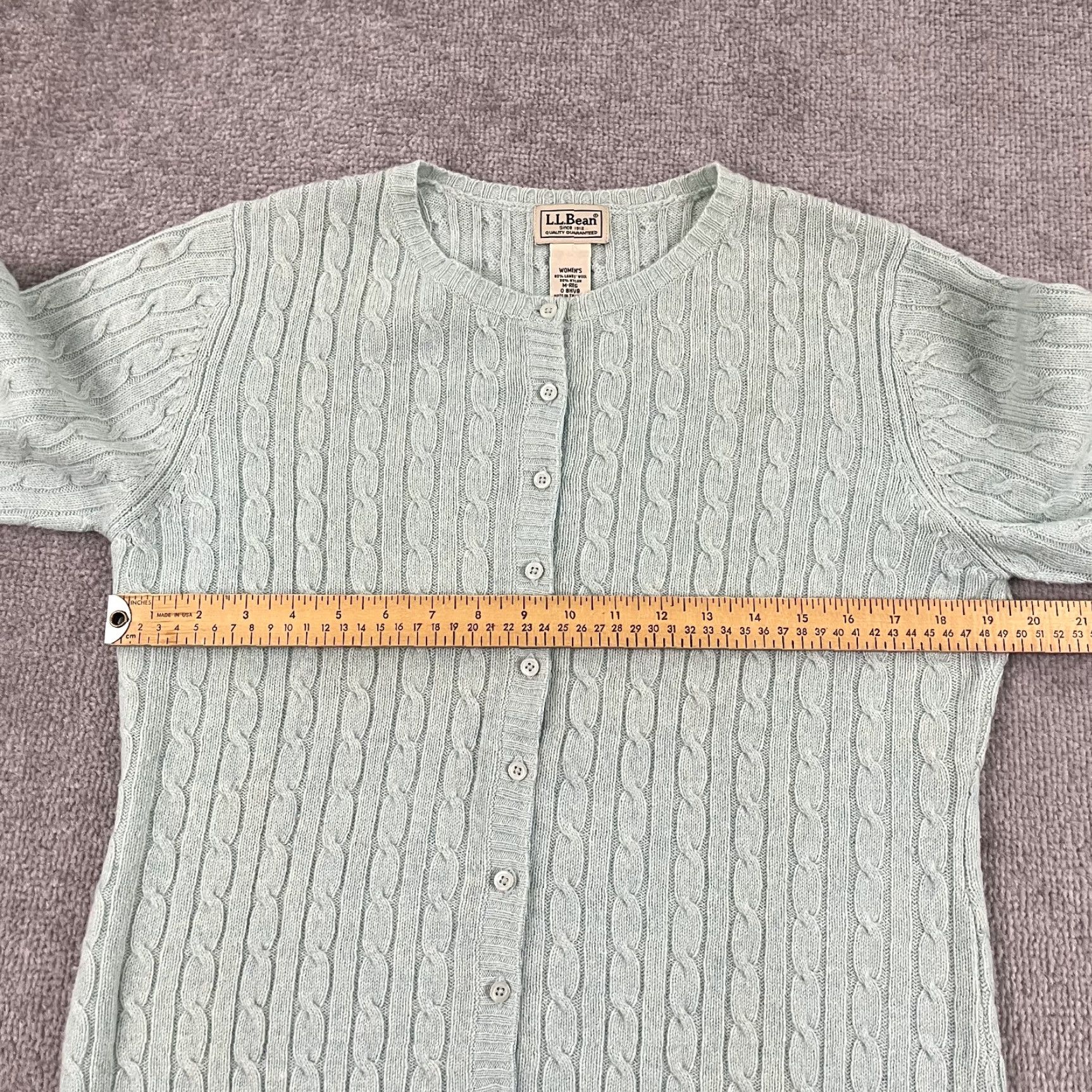 Vintage L.L.Bean Cardigan Women M Mint Green Wool Blend Knit Cardigan Sweater Long Sleeve Lightweight Breathable Womens Size M / US 6-8 / IT 42-44 - 4 Thumbnail