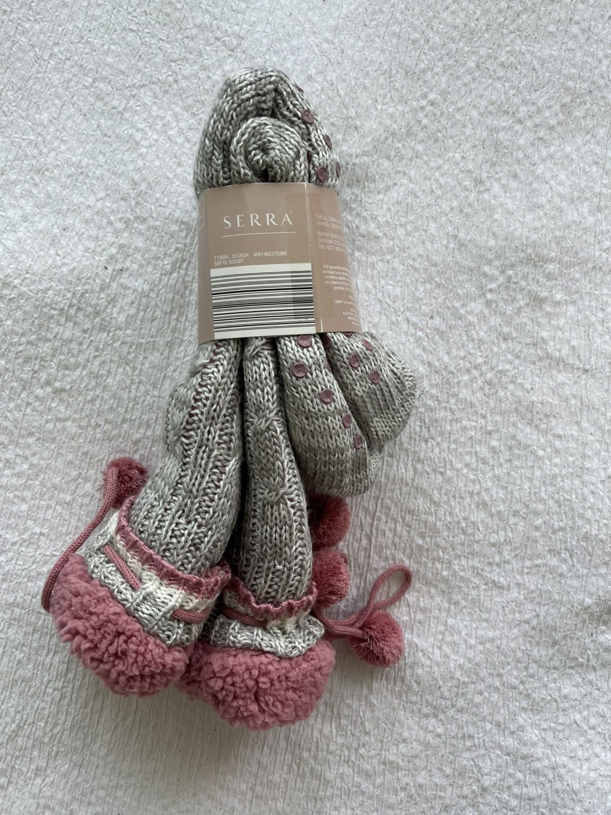 Other Grey/pink fluffy socks Size ONE SIZE - 2 Thumbnail