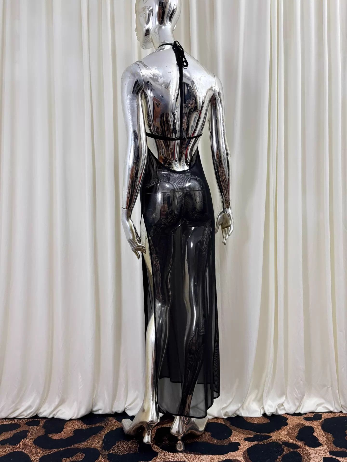 Other sense13th black tulle halter high-slit long dress Size ONE SIZE - 5 Thumbnail