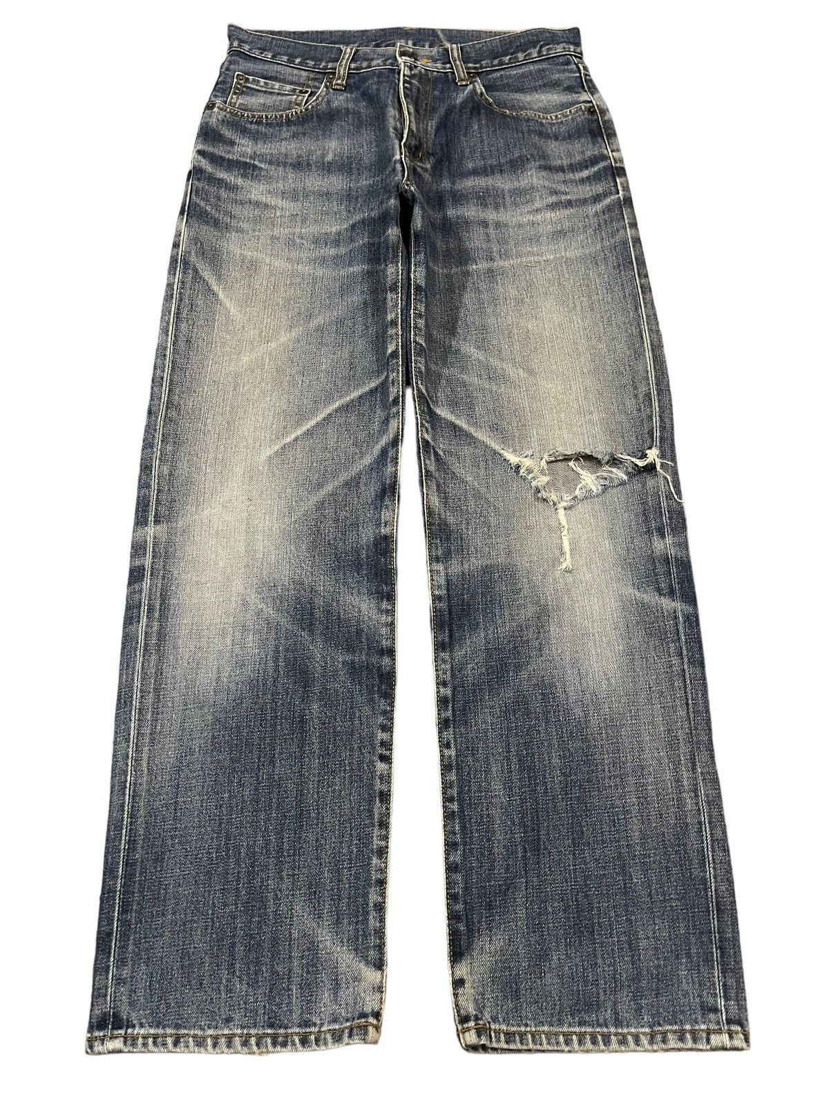 Uniqlo Vintage Japanese Uniqlo Blue Wash Style Distress Jeans Size US 30 / EU 46 - 1 Thumbnail