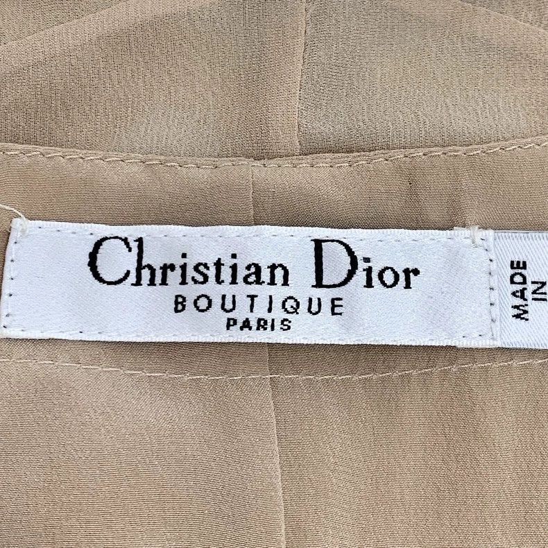 Dior Dior Apricot-colored V-neck pleated silk long-sleeved dres Size XS / US 0-2 / IT 36-38 - 5 Thumbnail